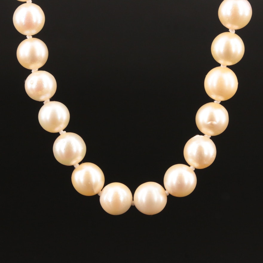 14K Pearl Necklace with14K Clasp