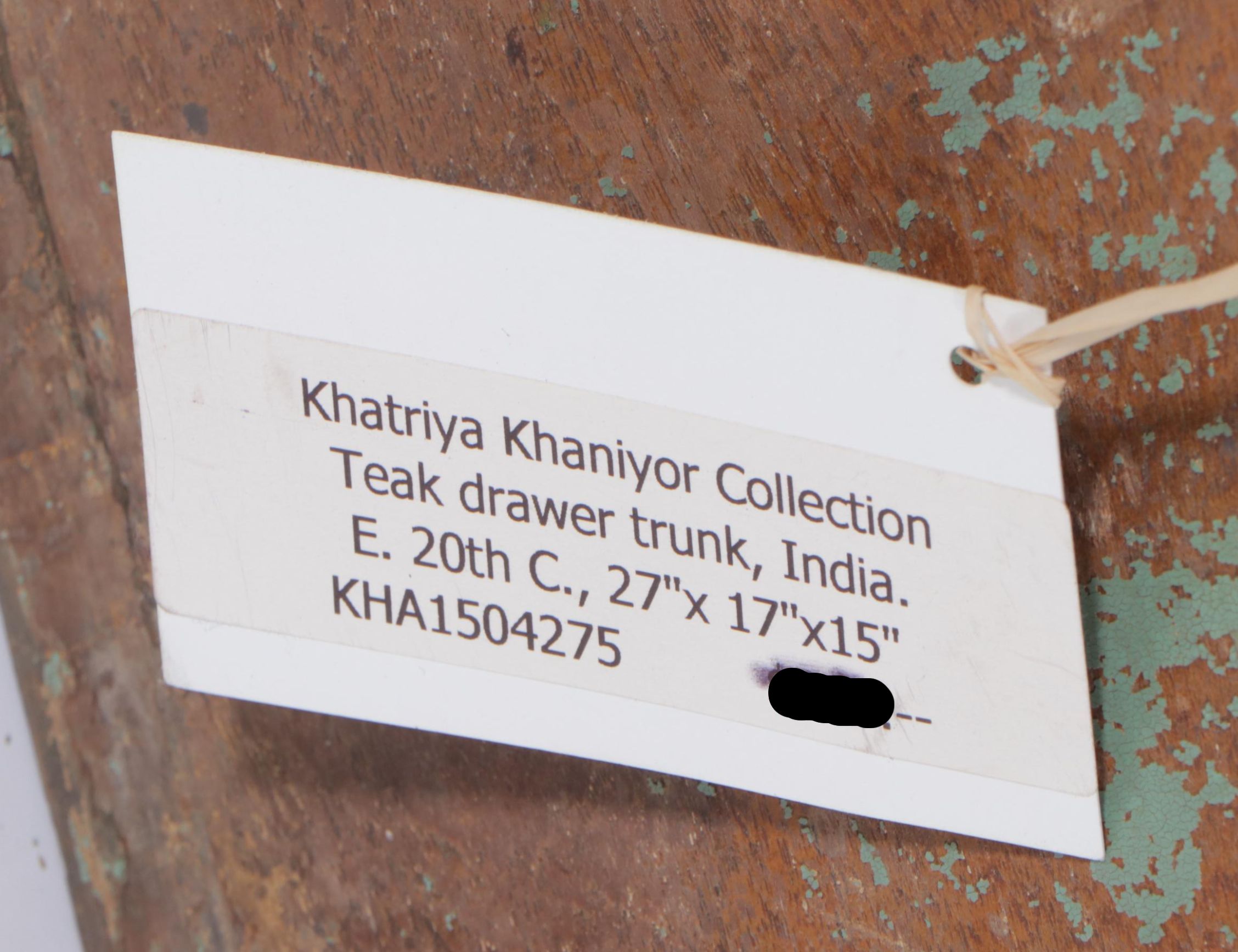 Indian Painted Teak Lift Top Trunk with Fitted Interior, Early 20th Century