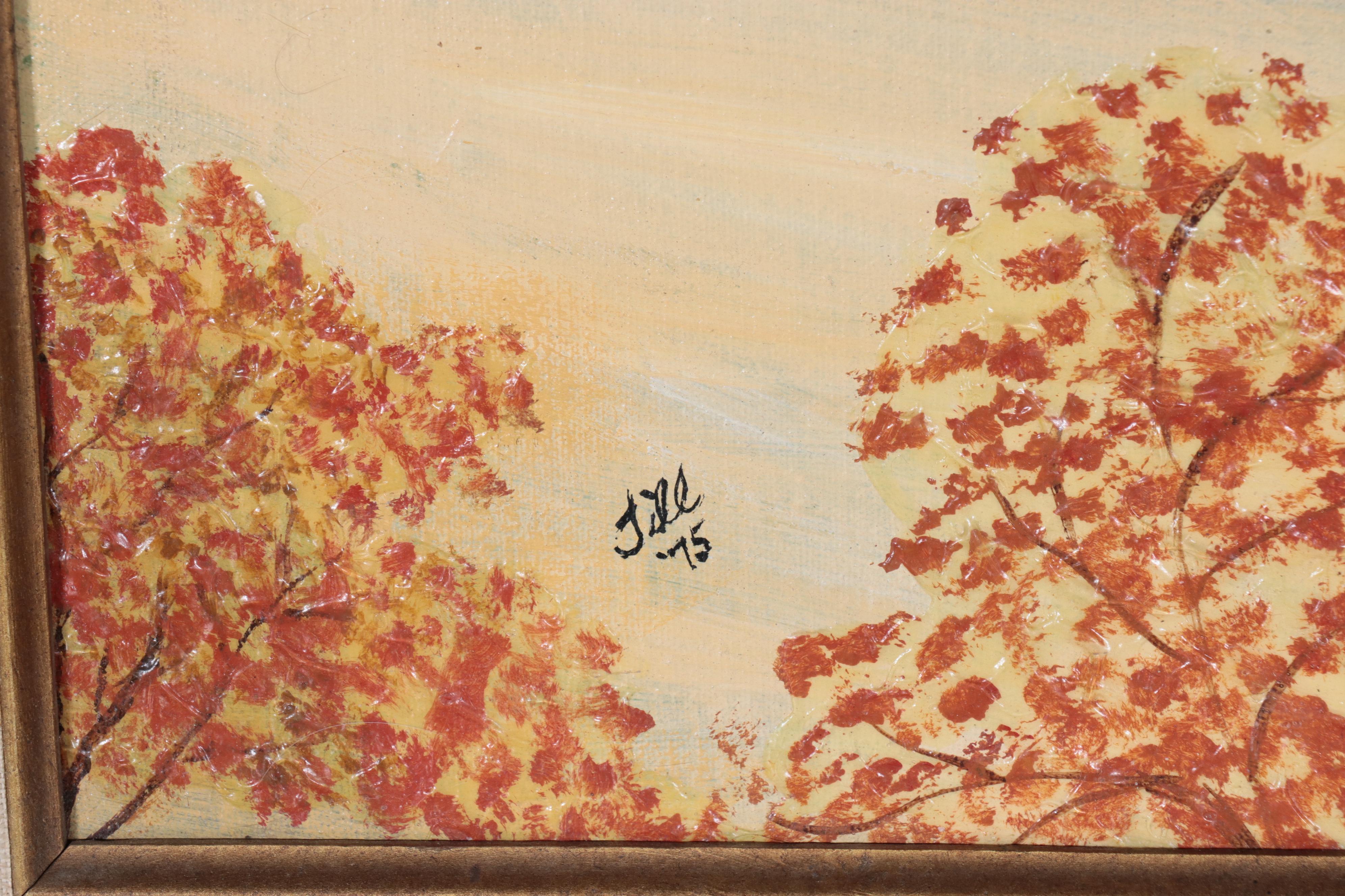 Folk Townscape Acrylic Painting, 1975