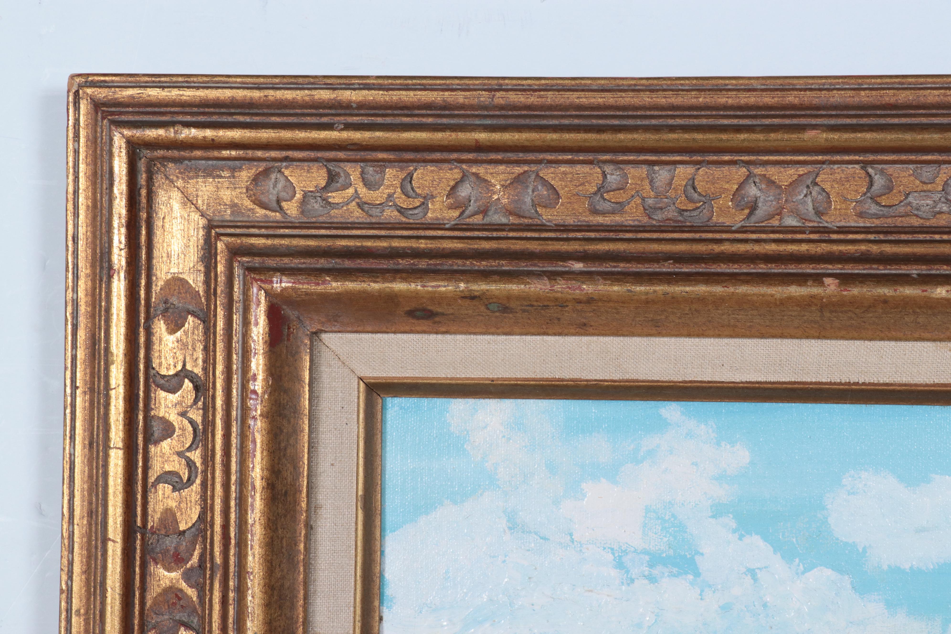 Folk Townscape Acrylic Painting, 1975