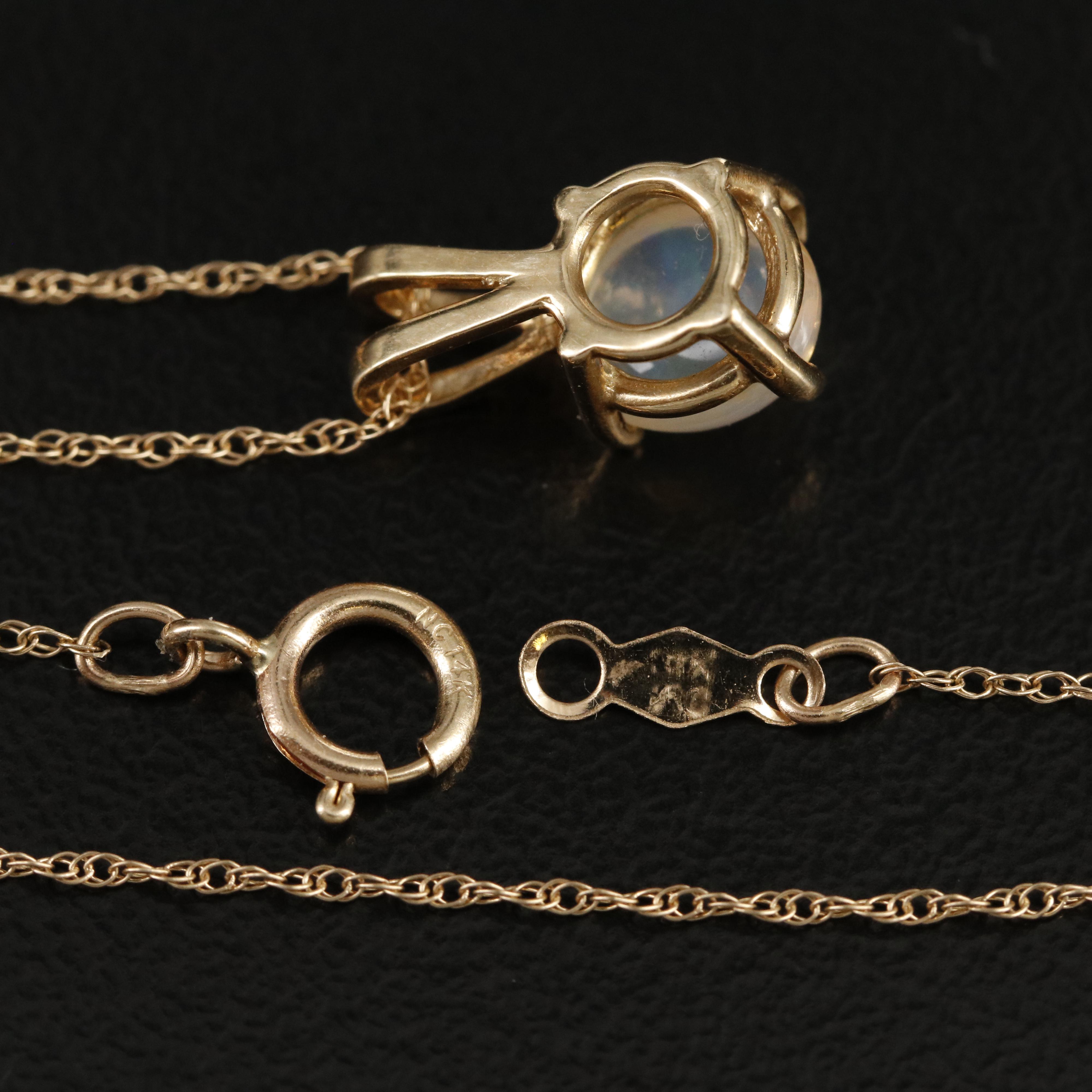 14K Opal Pendant Necklace