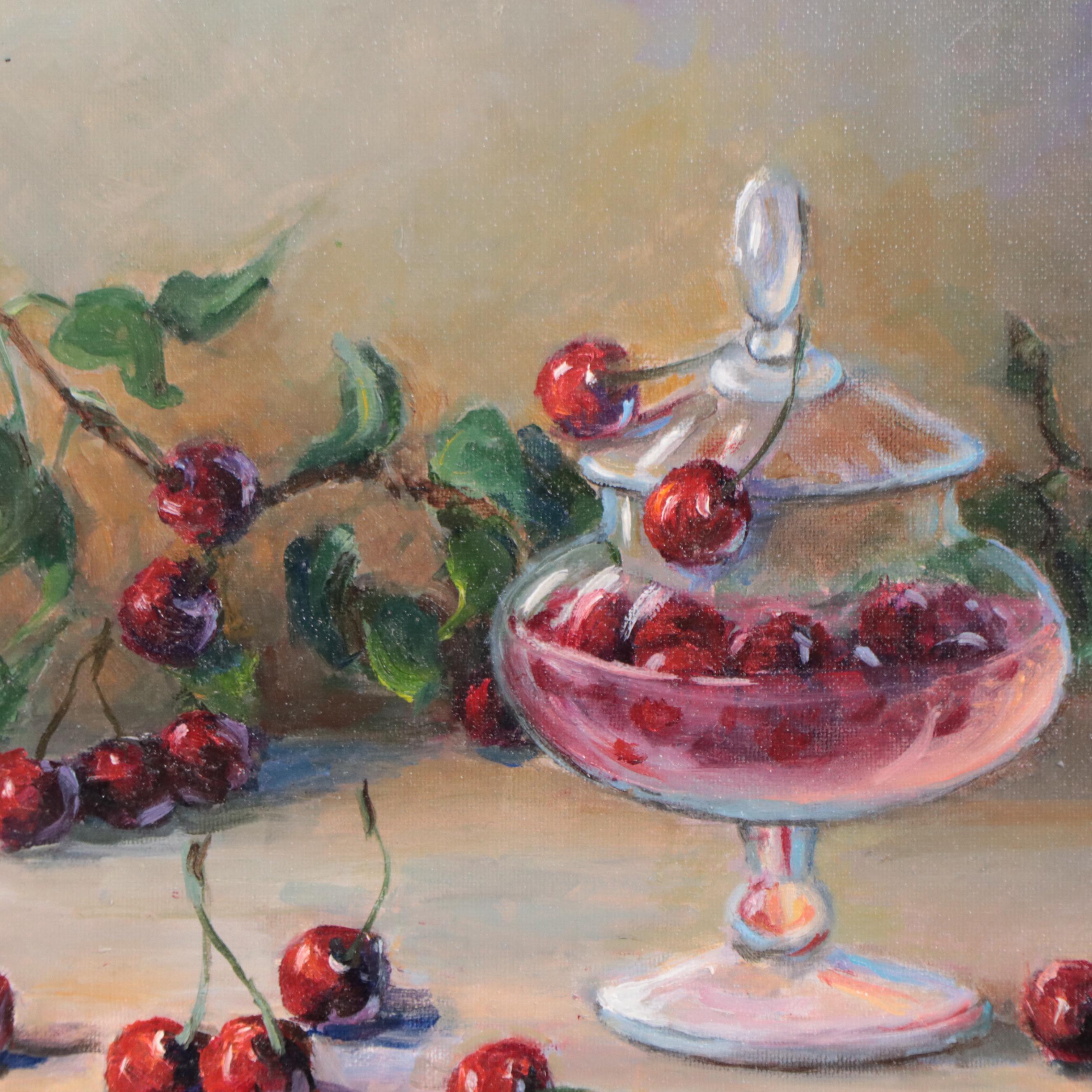 Nataliya Shlomenko Oil Painting "Still Life With Cherries" 21st Century