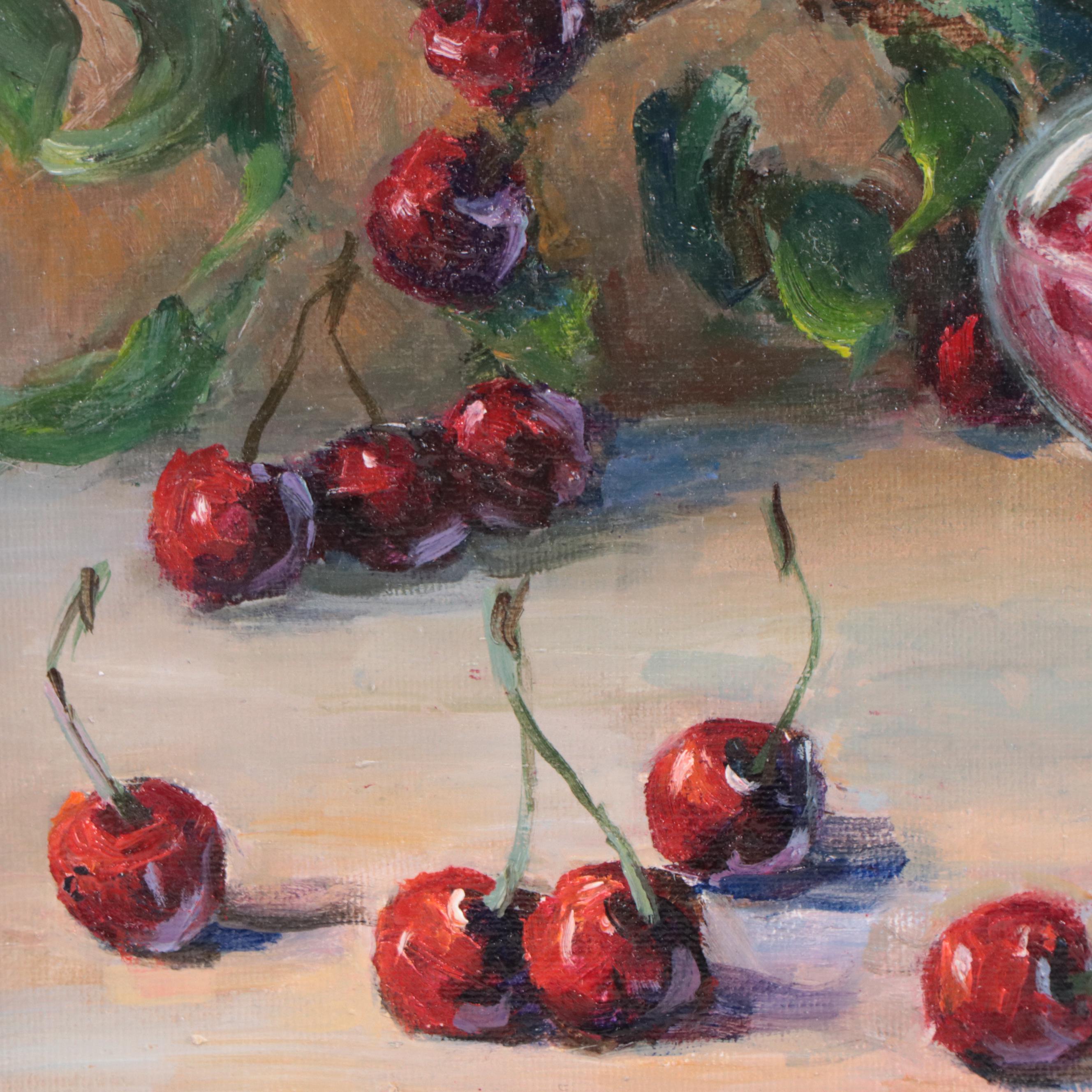 Nataliya Shlomenko Oil Painting "Still Life With Cherries" 21st Century