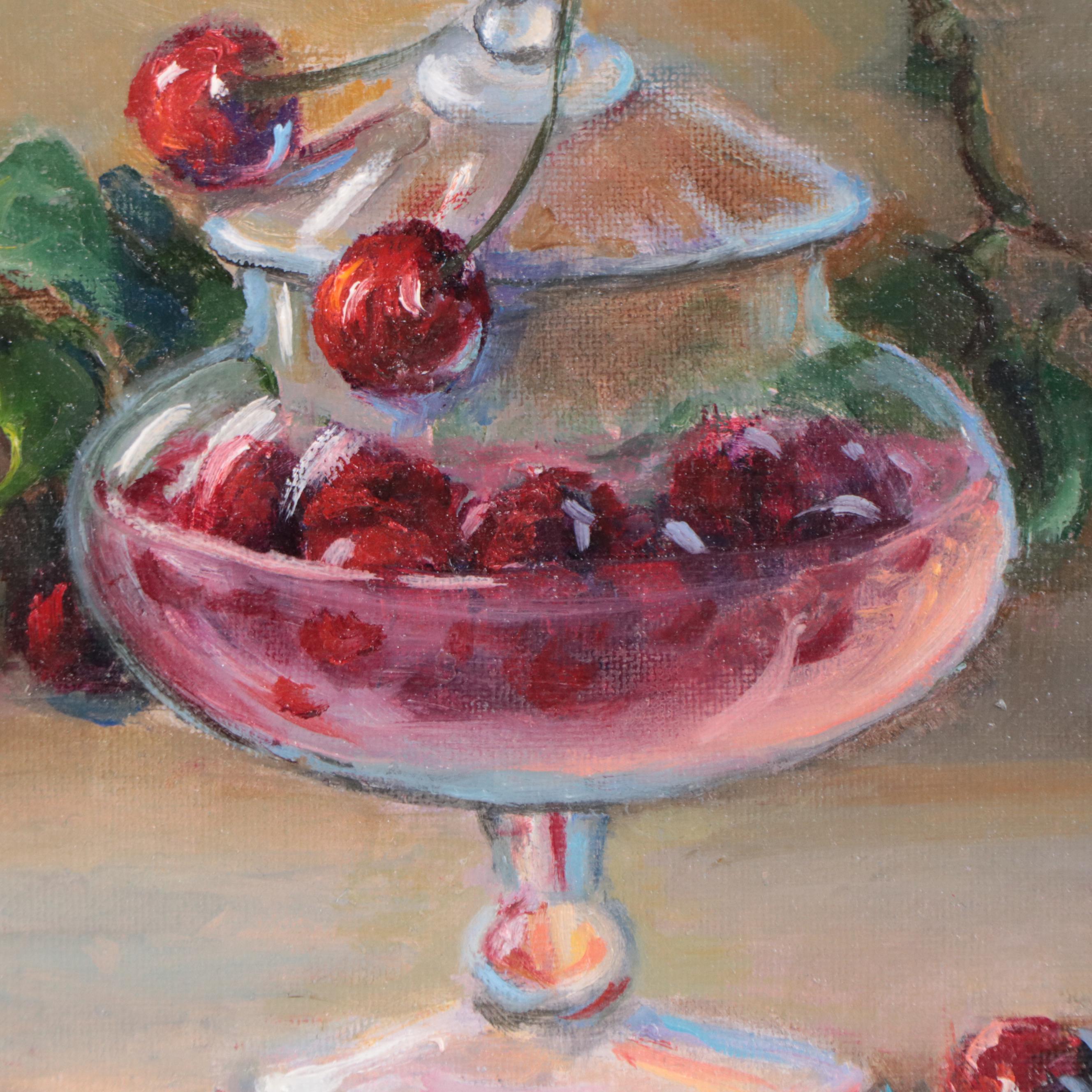 Nataliya Shlomenko Oil Painting "Still Life With Cherries" 21st Century