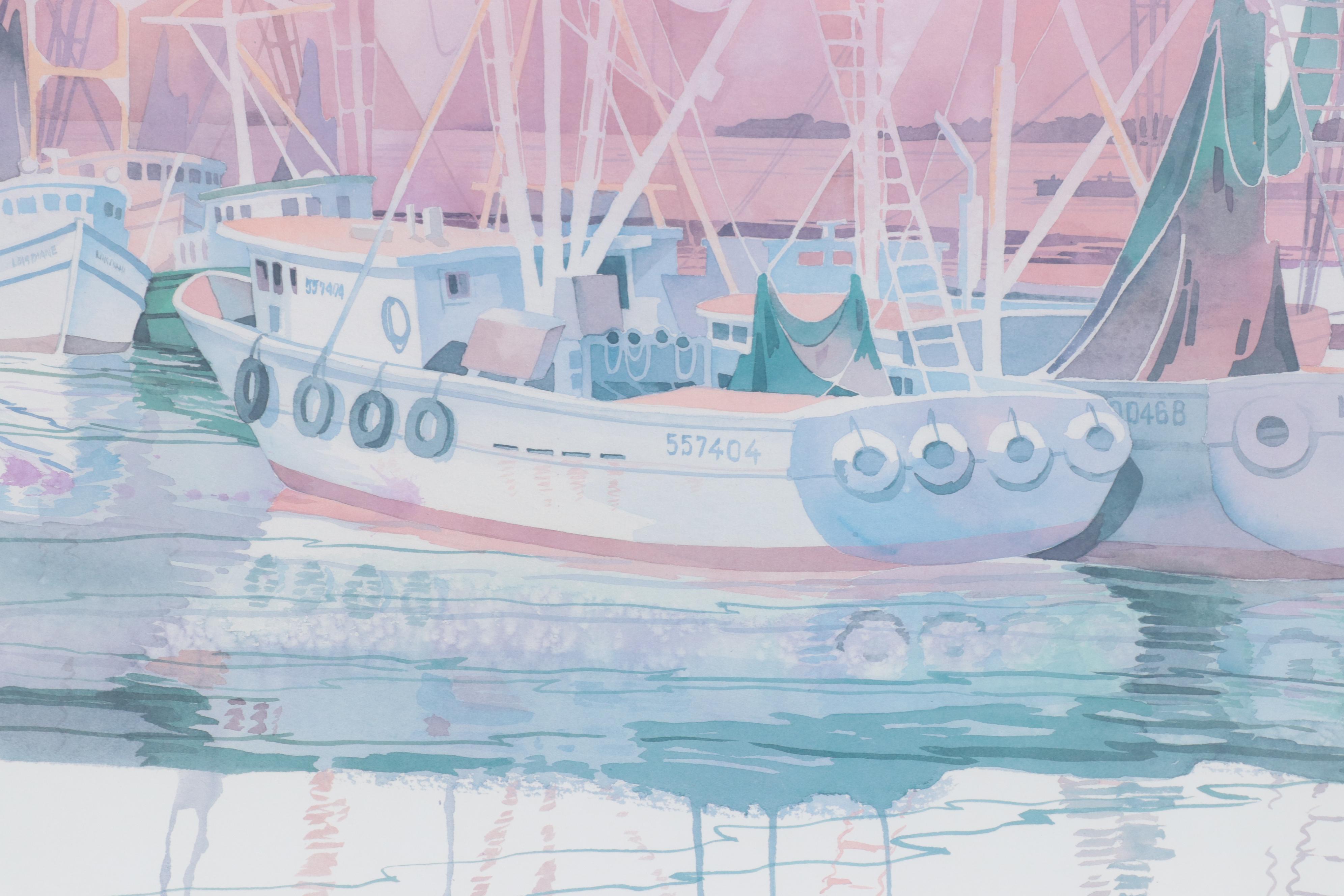 Offset Lithograph After Paul Brent of Marina at Sunrise