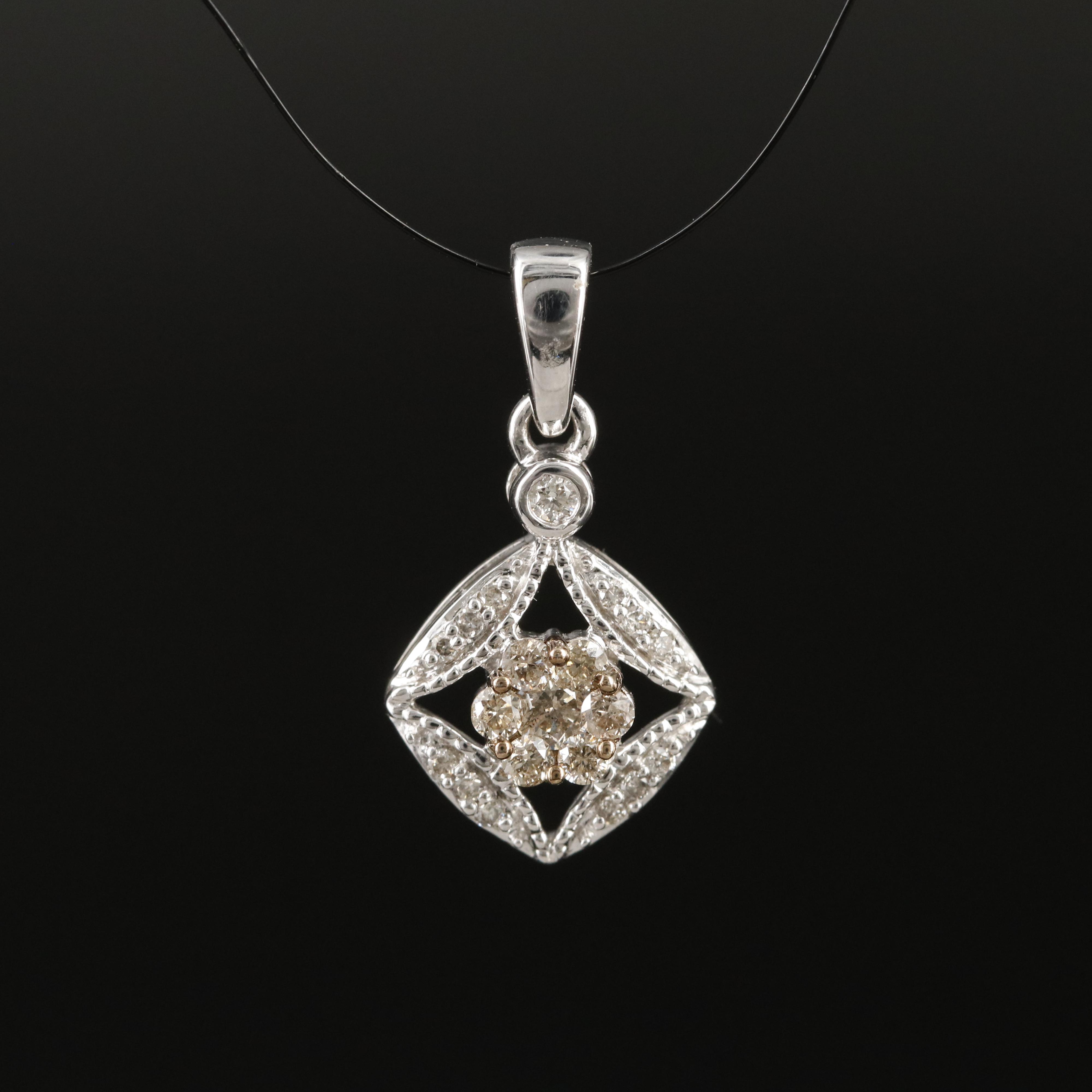 14K 0.26 CTW Diamond Square Pendant