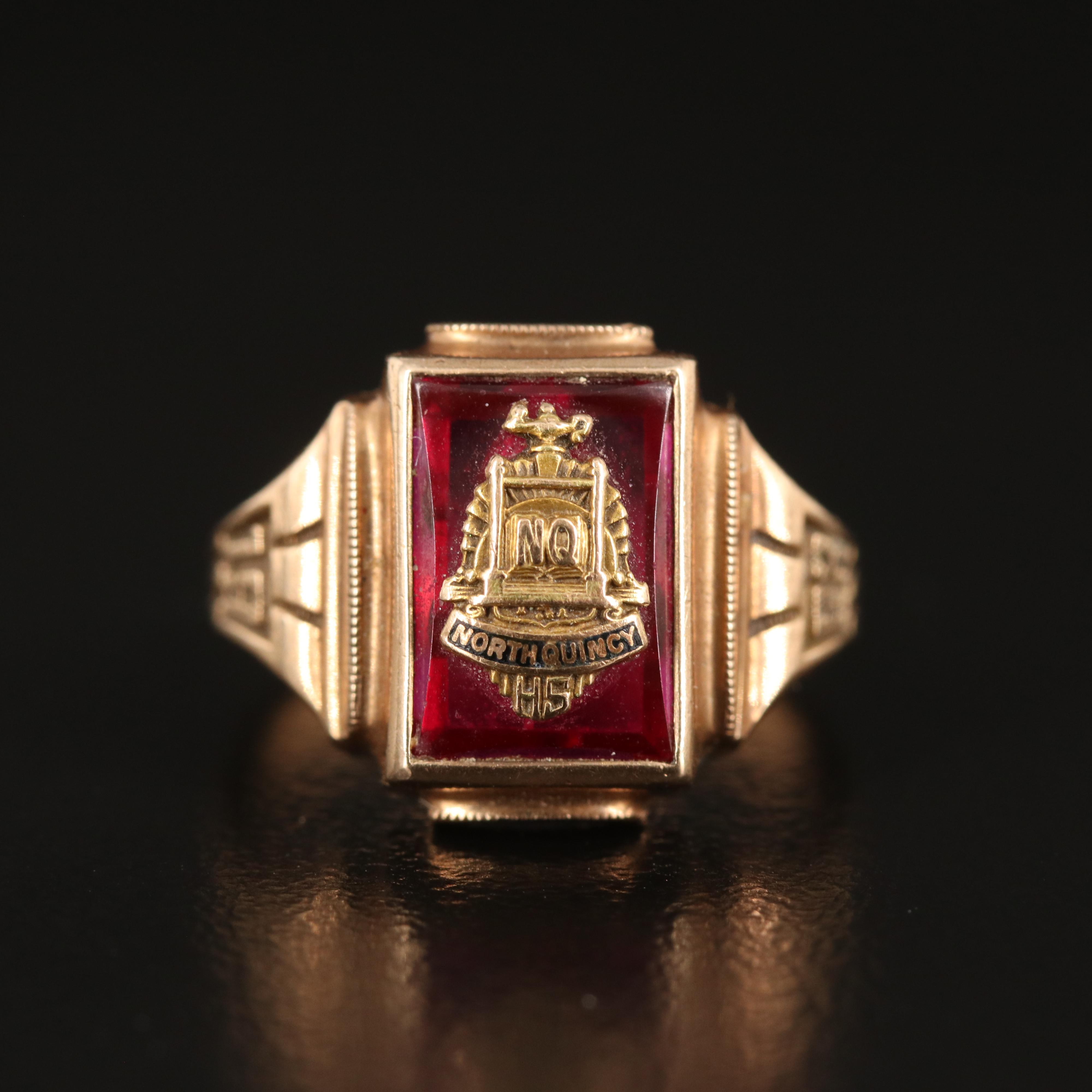 Vintage 10K Ruby 1953 High School Class Ring