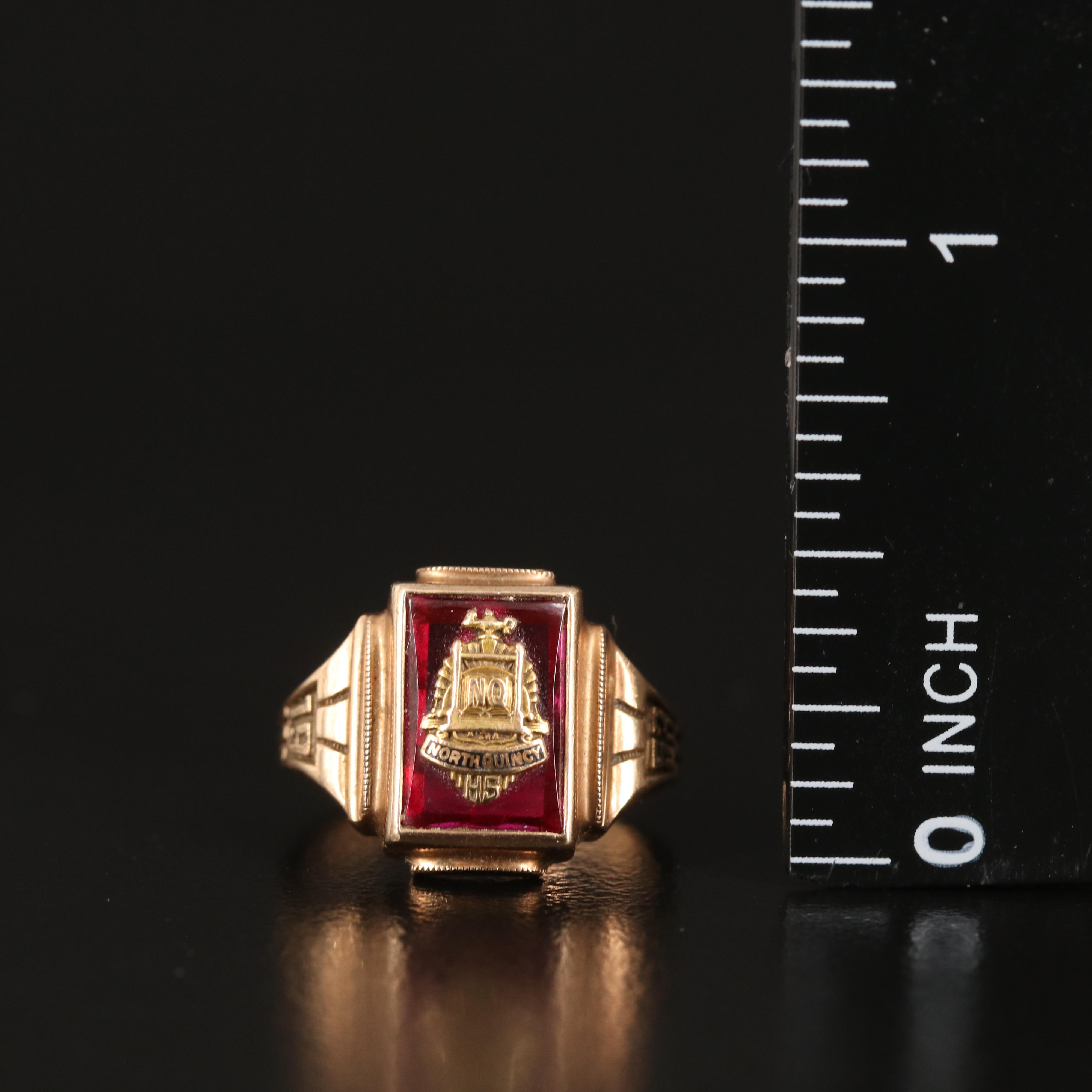 Vintage 10K Ruby 1953 High School Class Ring