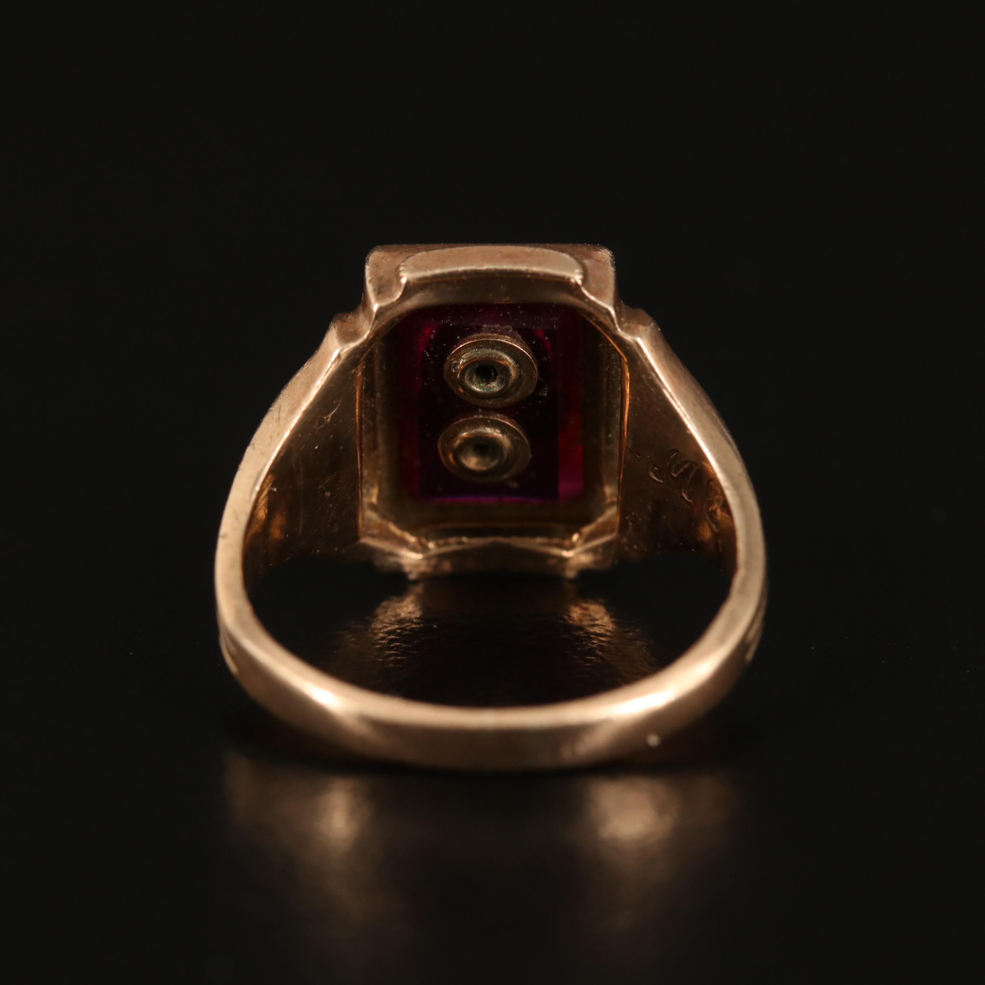 Vintage 10K Ruby 1953 High School Class Ring