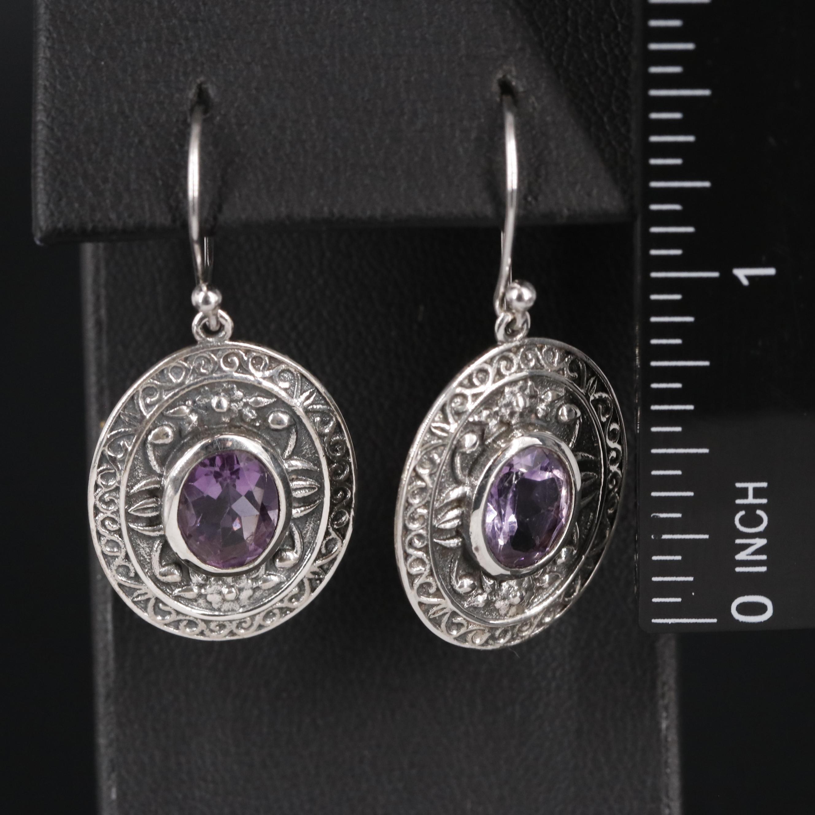 Sterling Amethyst Drop Earrings