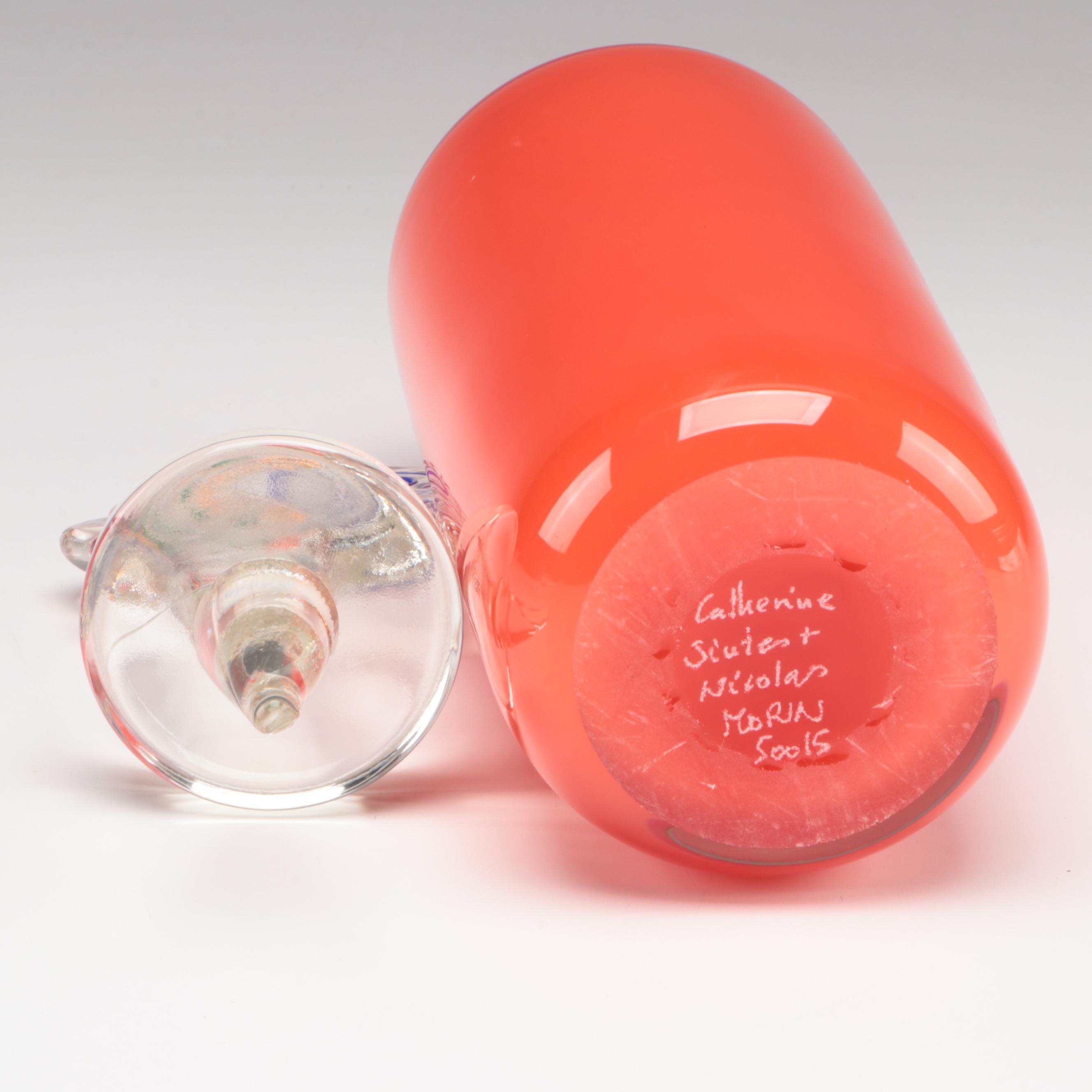 Catherine Sintès and Nicolas Morin Studio Glass Jar with Figural Stopper