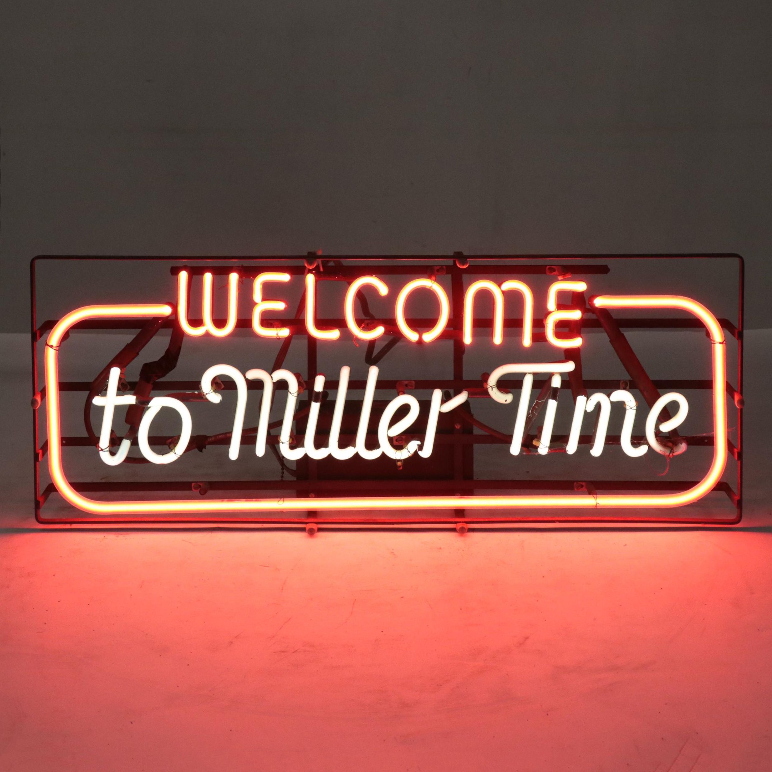 "Welcome To Miller Time" Neon Sign