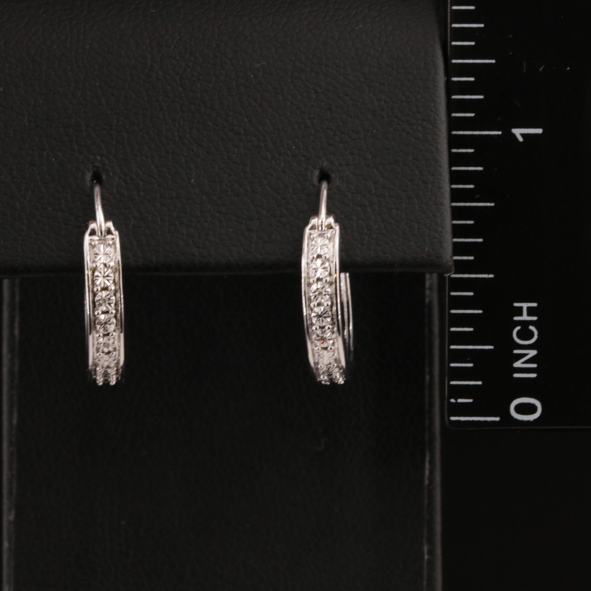 Sterling and Diamond Hoop Earrings