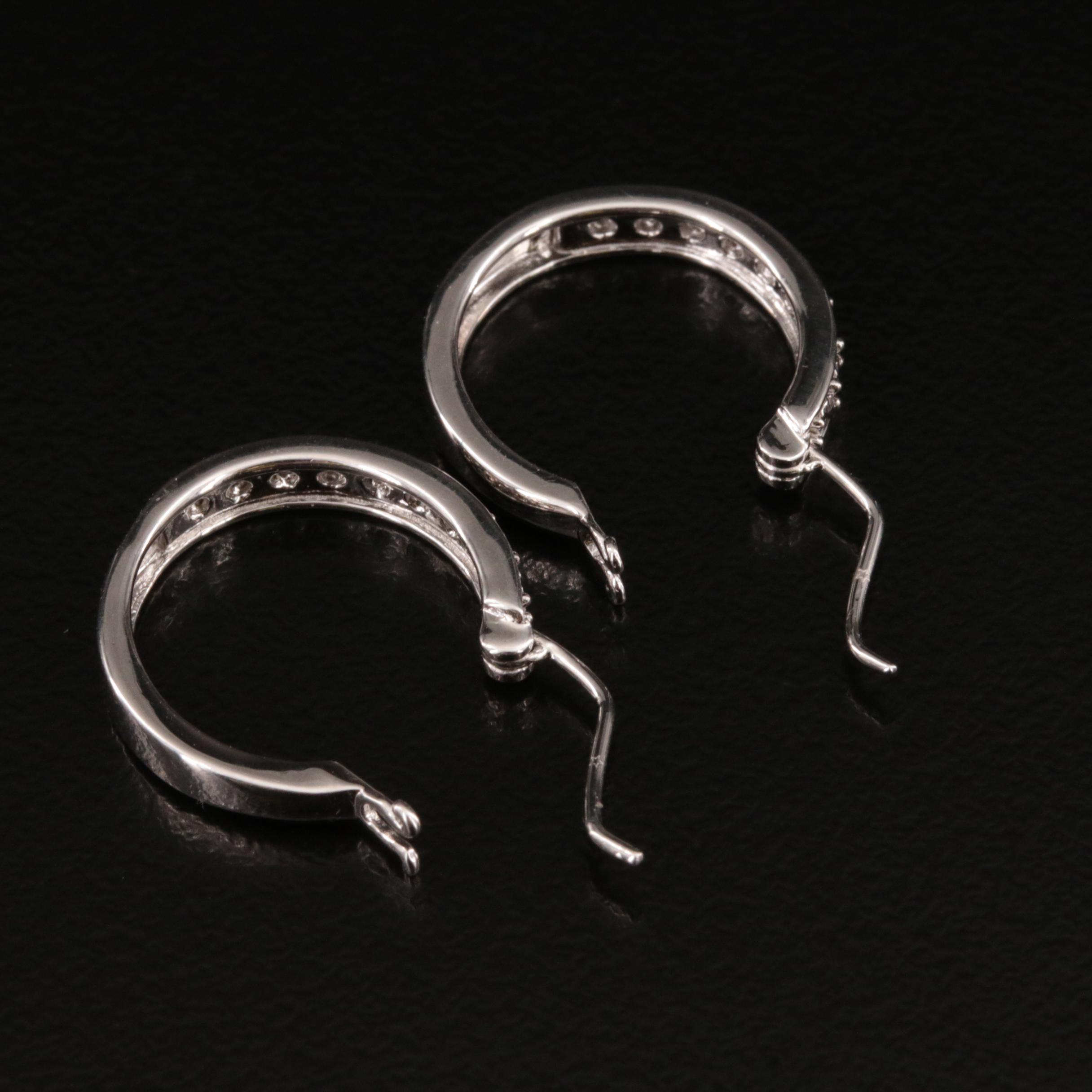Sterling and Diamond Hoop Earrings