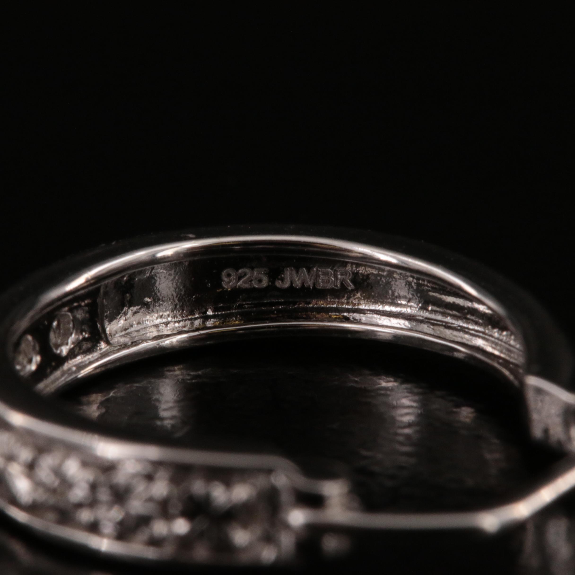 Sterling and Diamond Hoop Earrings