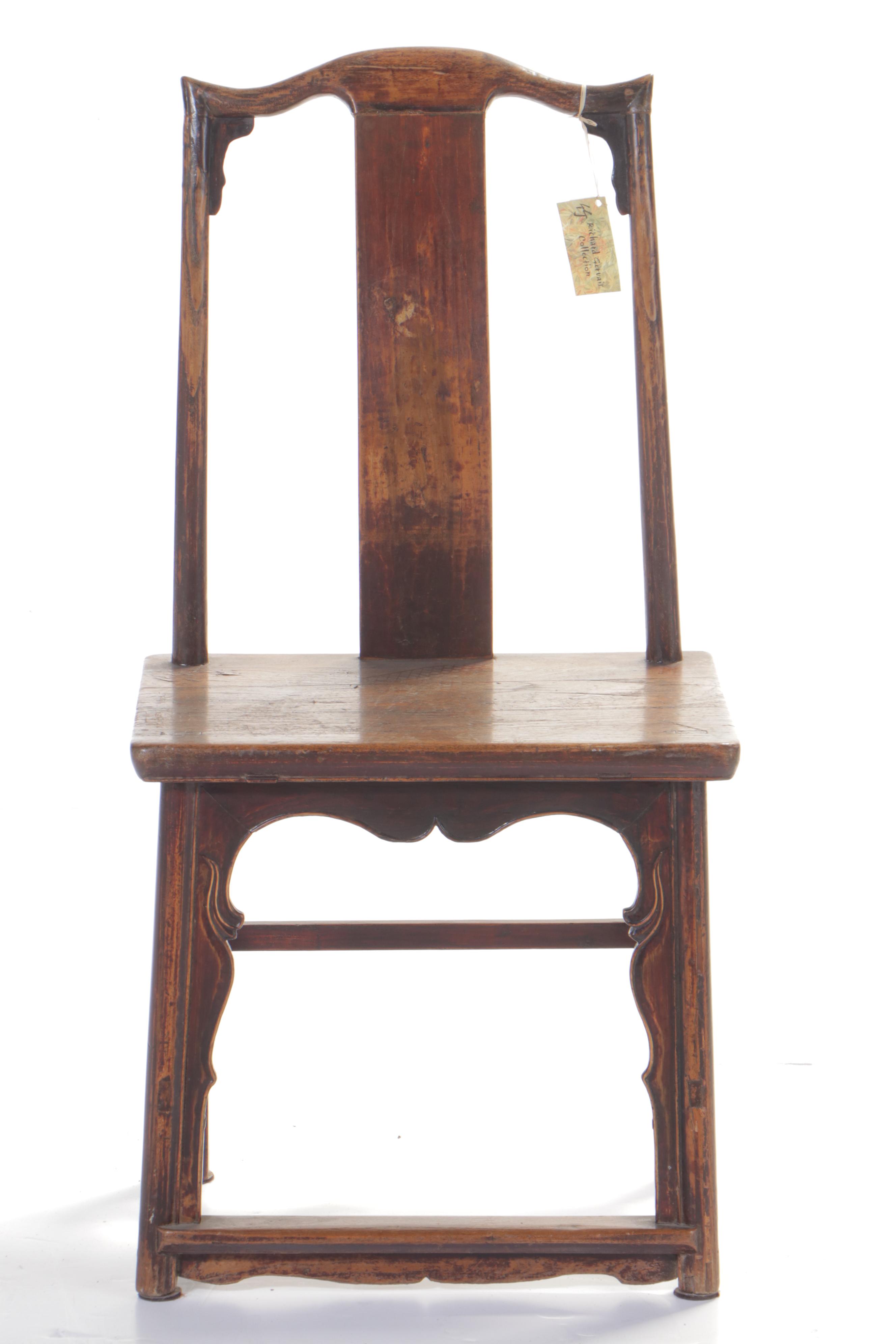 Chinese Carved Elm Wood Side Chair, 19th Century
