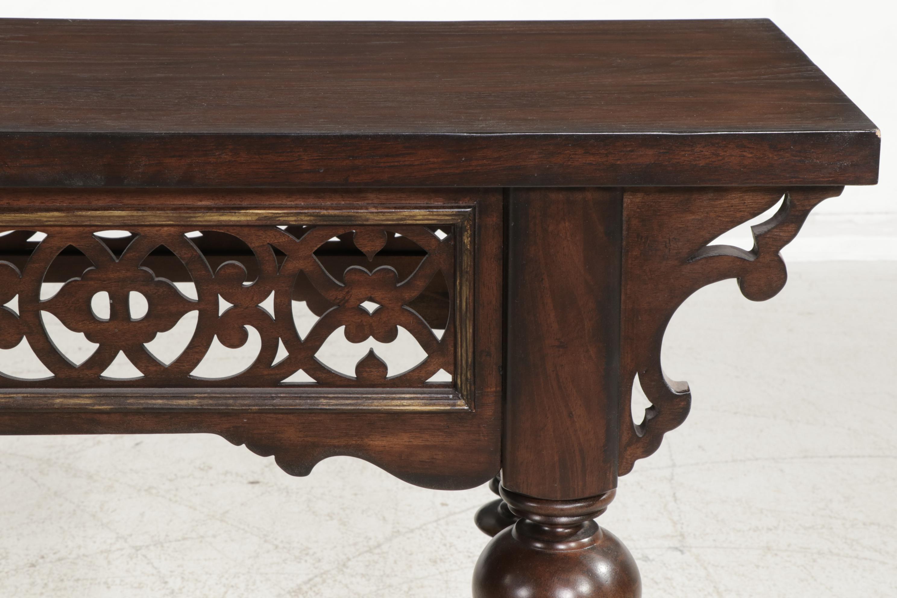 Thomasville "Cassara" Baroque Style Pierced and Turned Wood Console Table