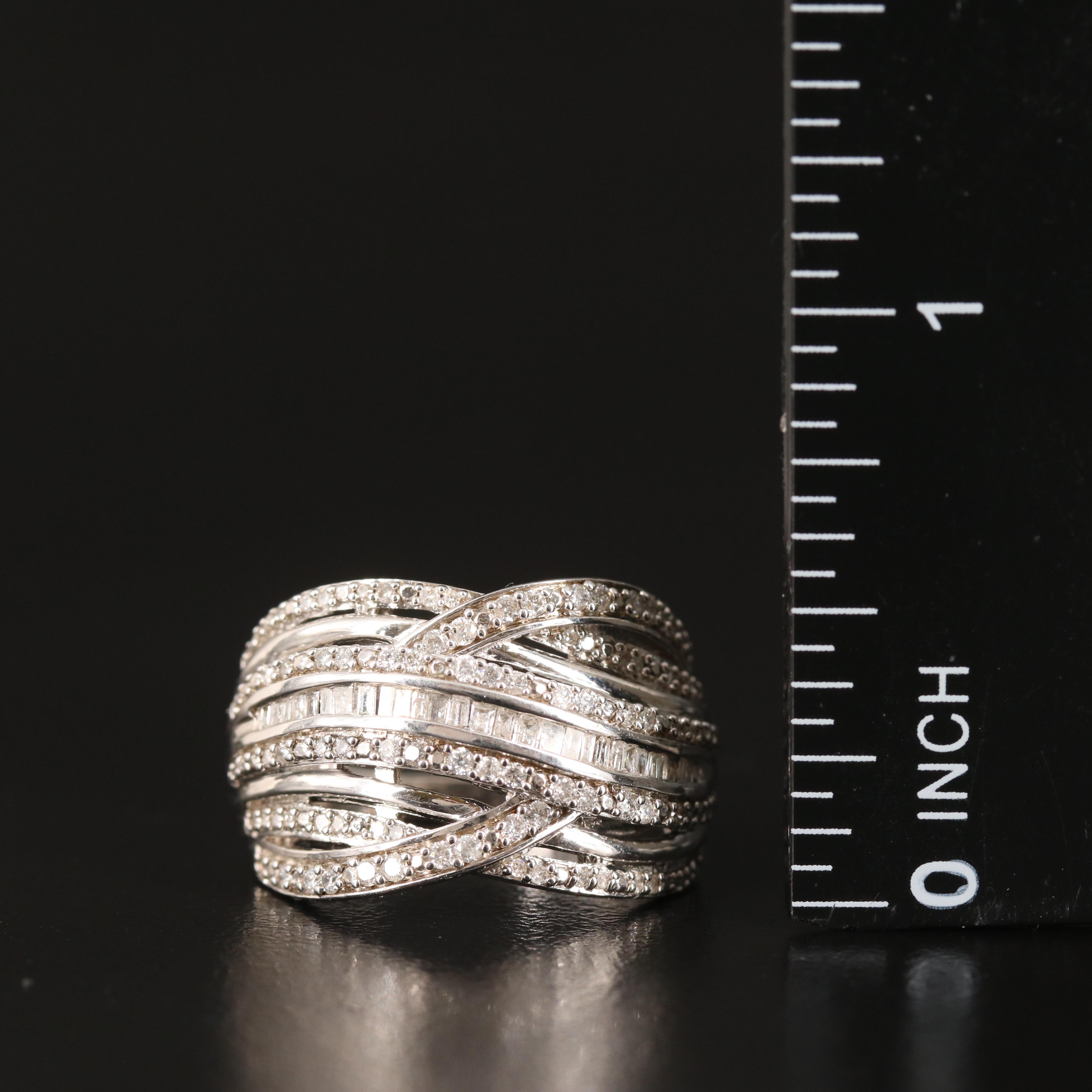 Diamond Crossover Ring in Sterling