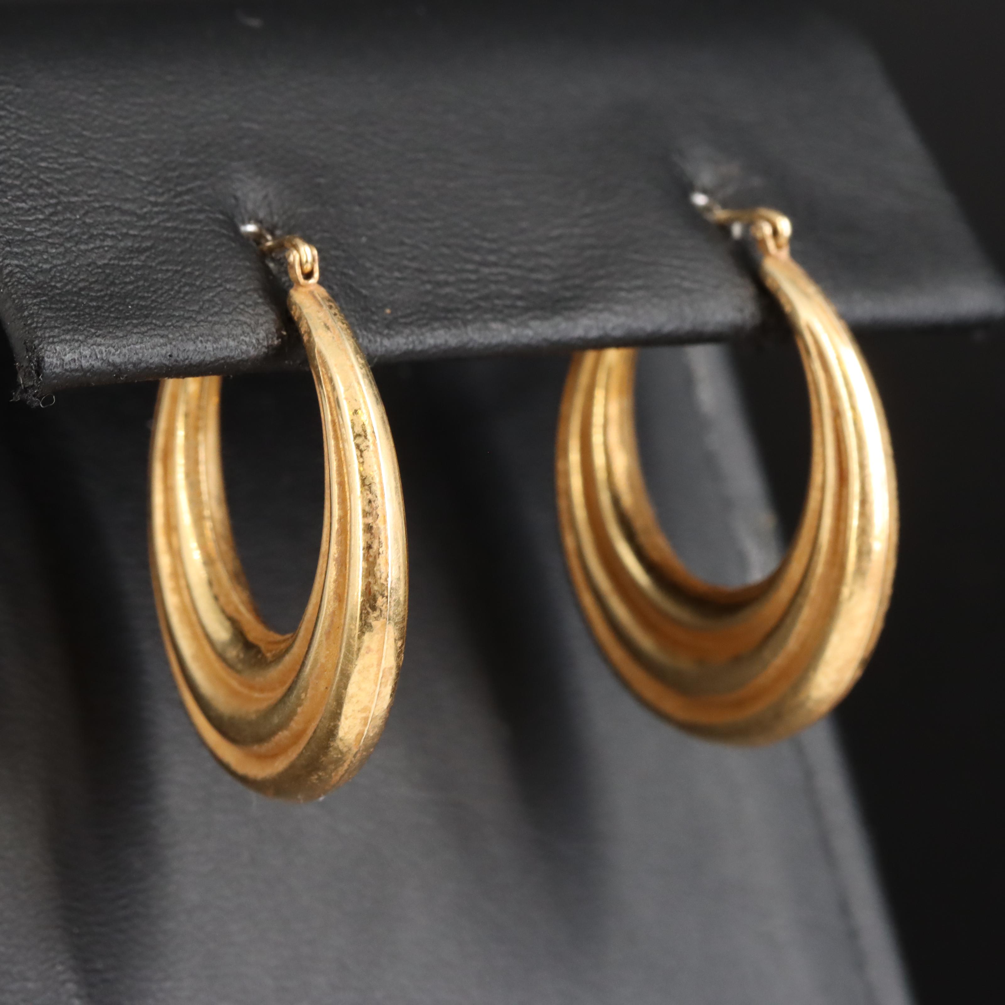 14K Fluted Hoop Earrings