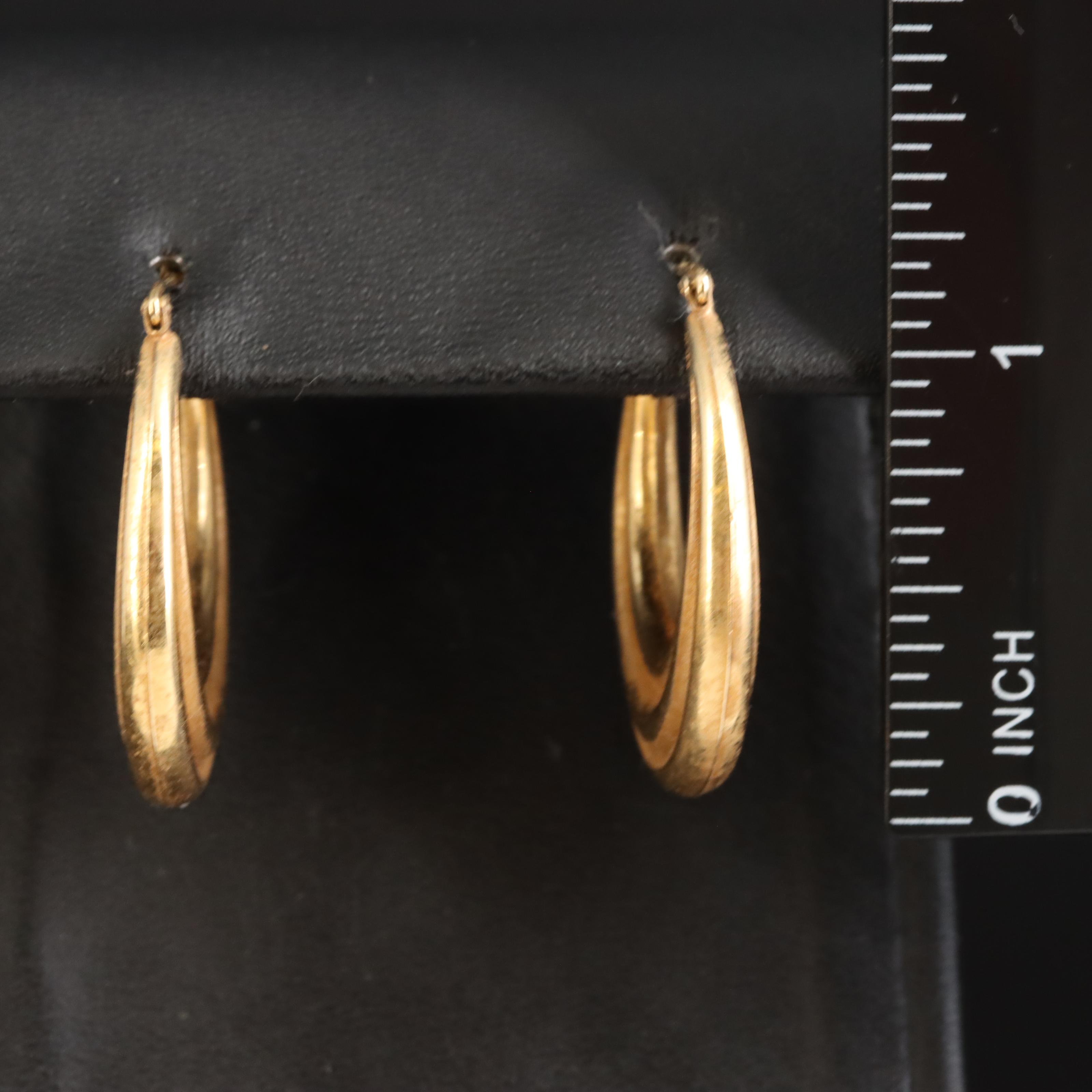 14K Fluted Hoop Earrings