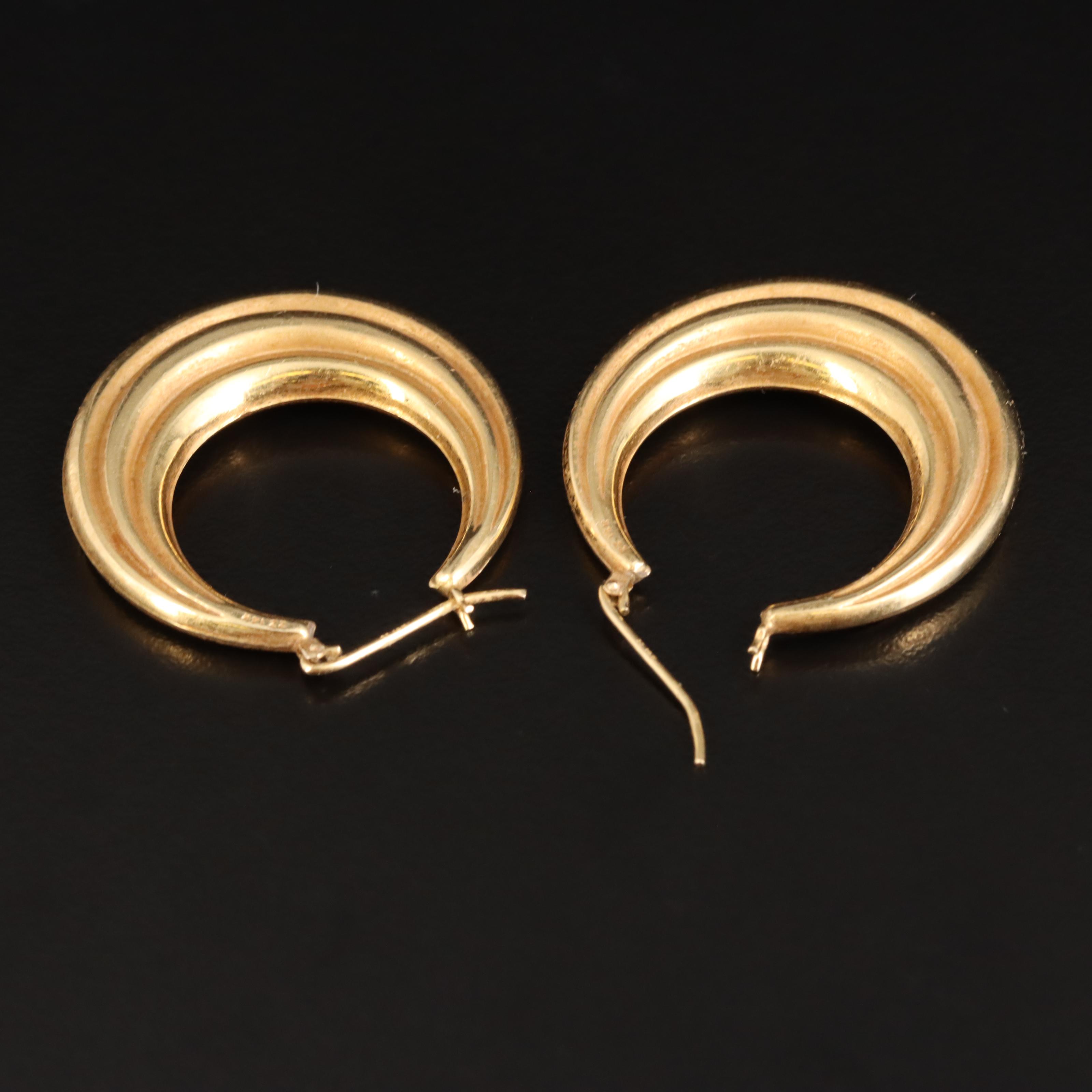 14K Fluted Hoop Earrings
