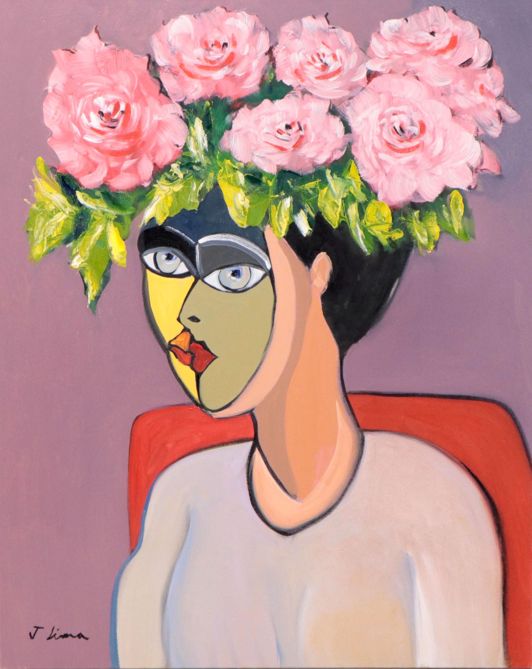 José M. Lima Oil Painting "Framed Woman," 2021