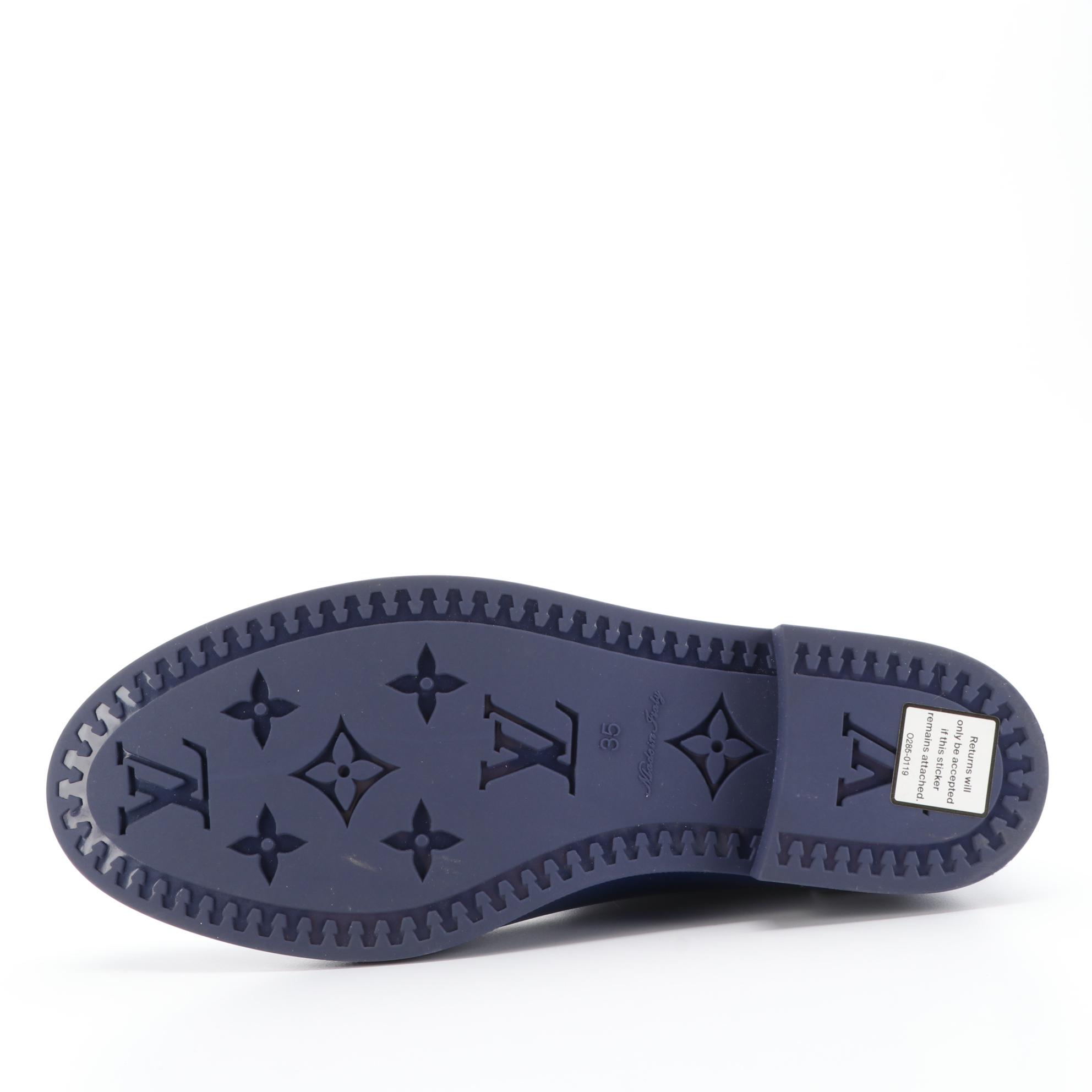 Louis Vuitton Rain Boots in Monogram-Embossed Blue Rubber