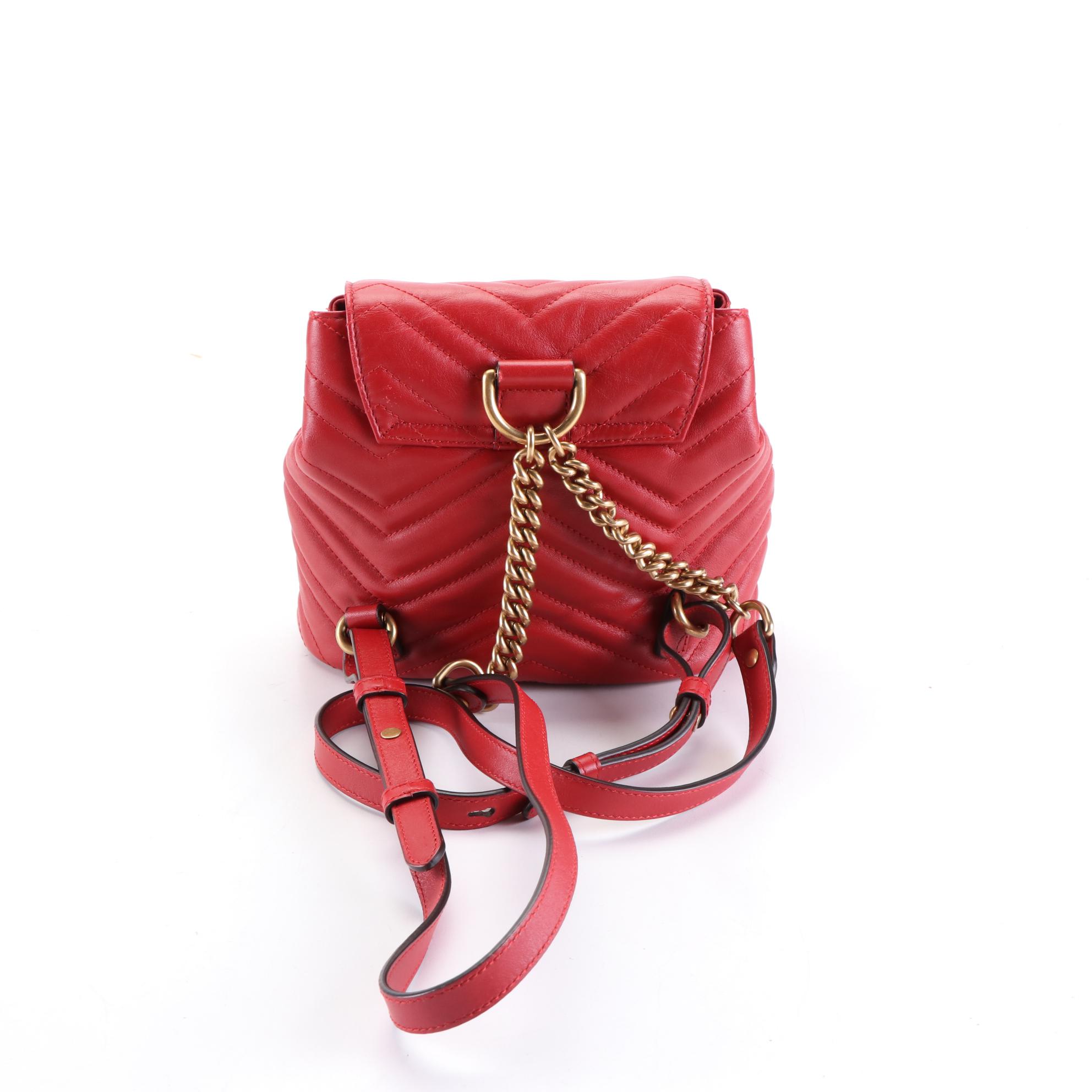 Gucci GG Marmont Backpack Purse in Chevron Matelassé Leather