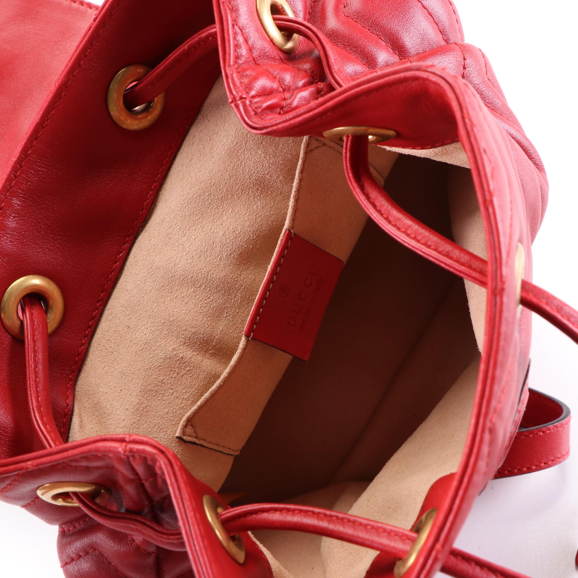 Gucci GG Marmont Backpack Purse in Chevron Matelassé Leather