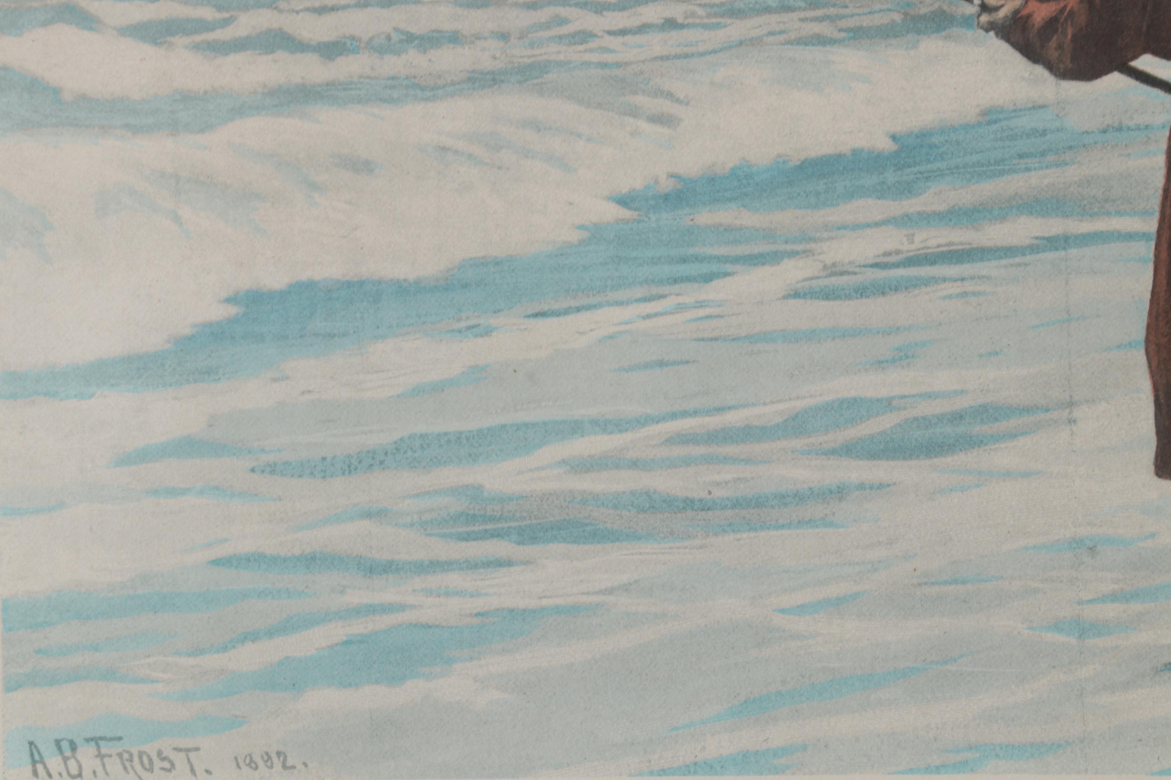 Surf Fishing Hand-Colored Halftone After Arthur B. Frost, Early 20th Century