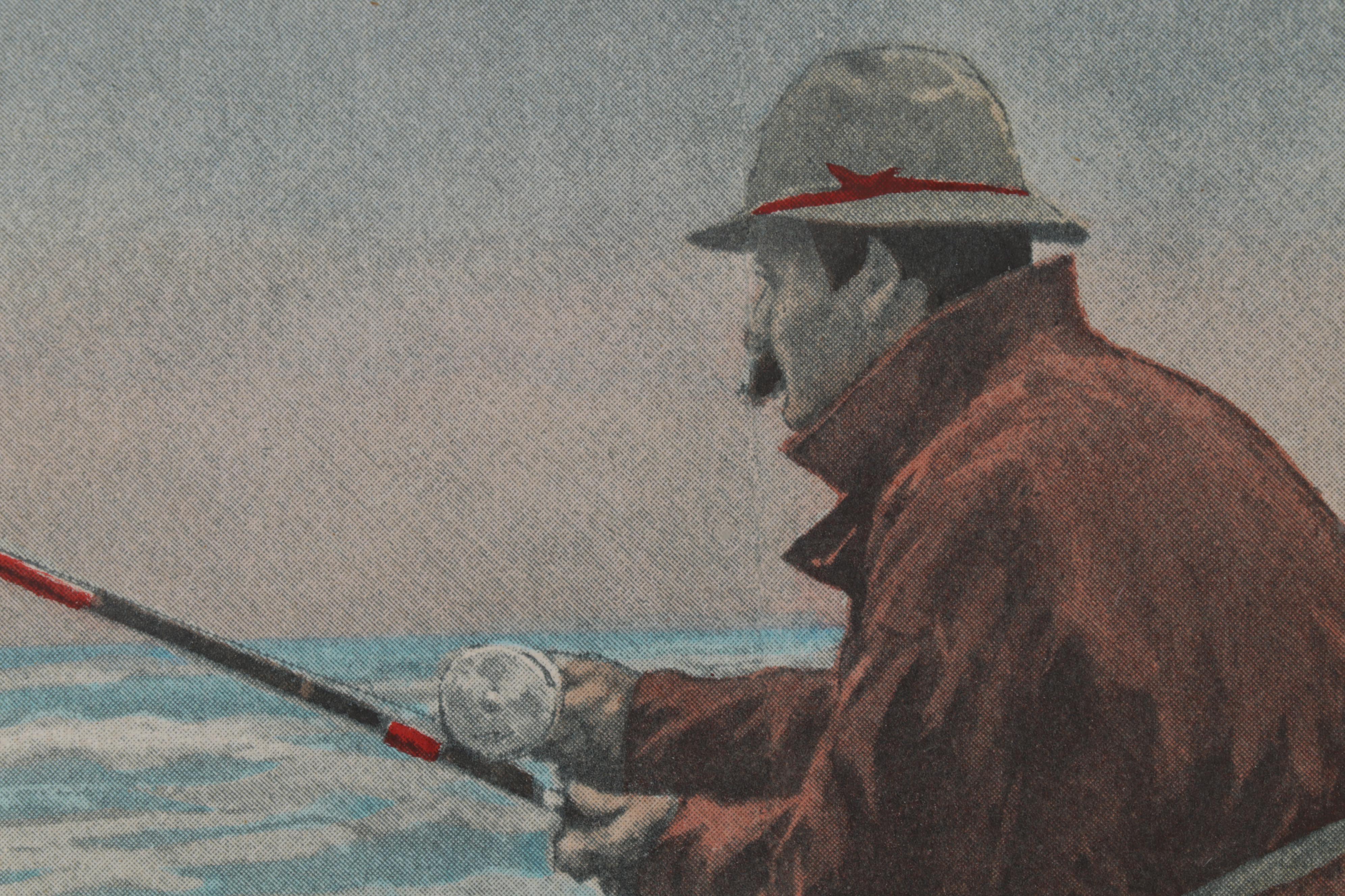 Surf Fishing Hand-Colored Halftone After Arthur B. Frost, Early 20th Century