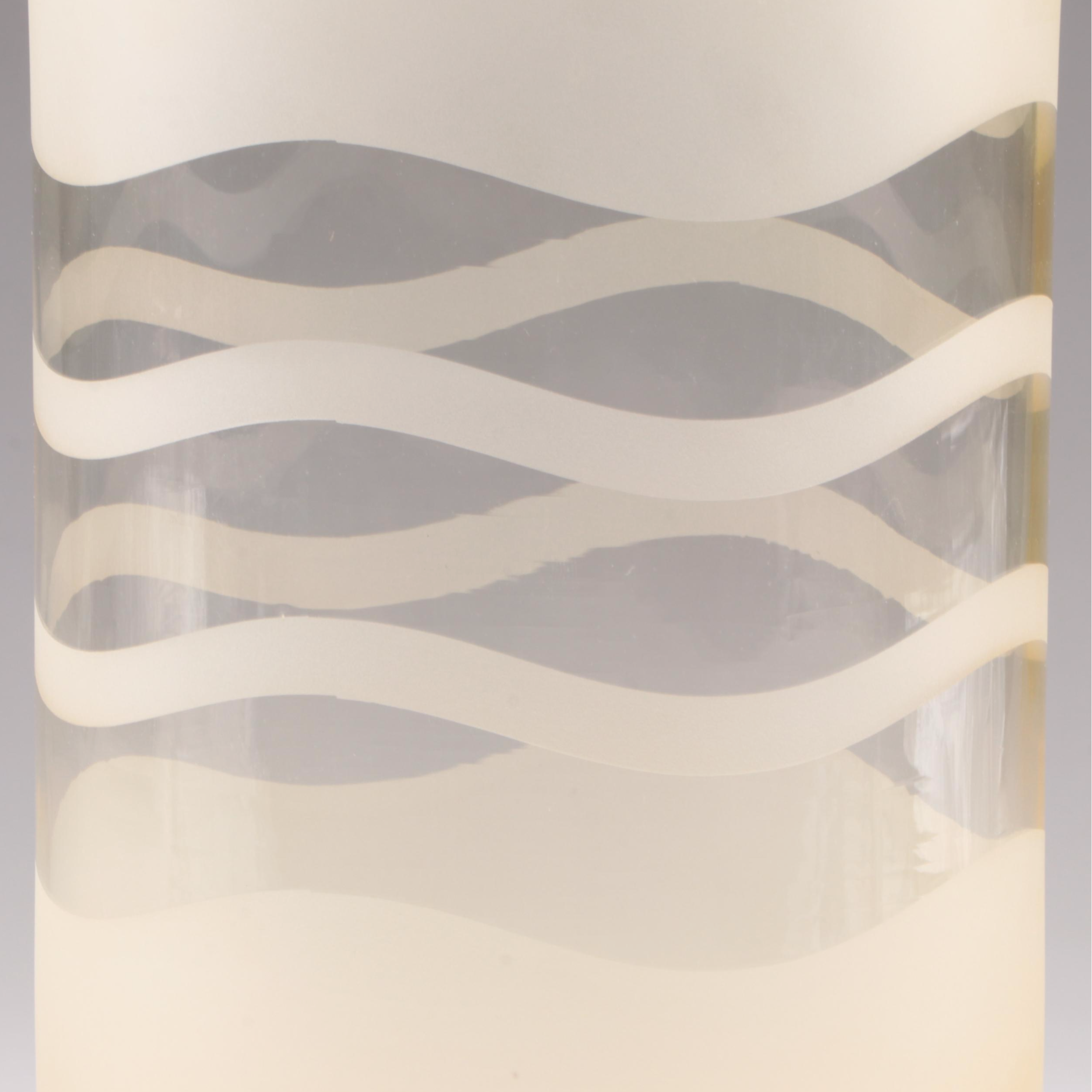 Murano Style Faceted Cut Sommerso Glass Bowl with Frosted and Clear Glass Vase