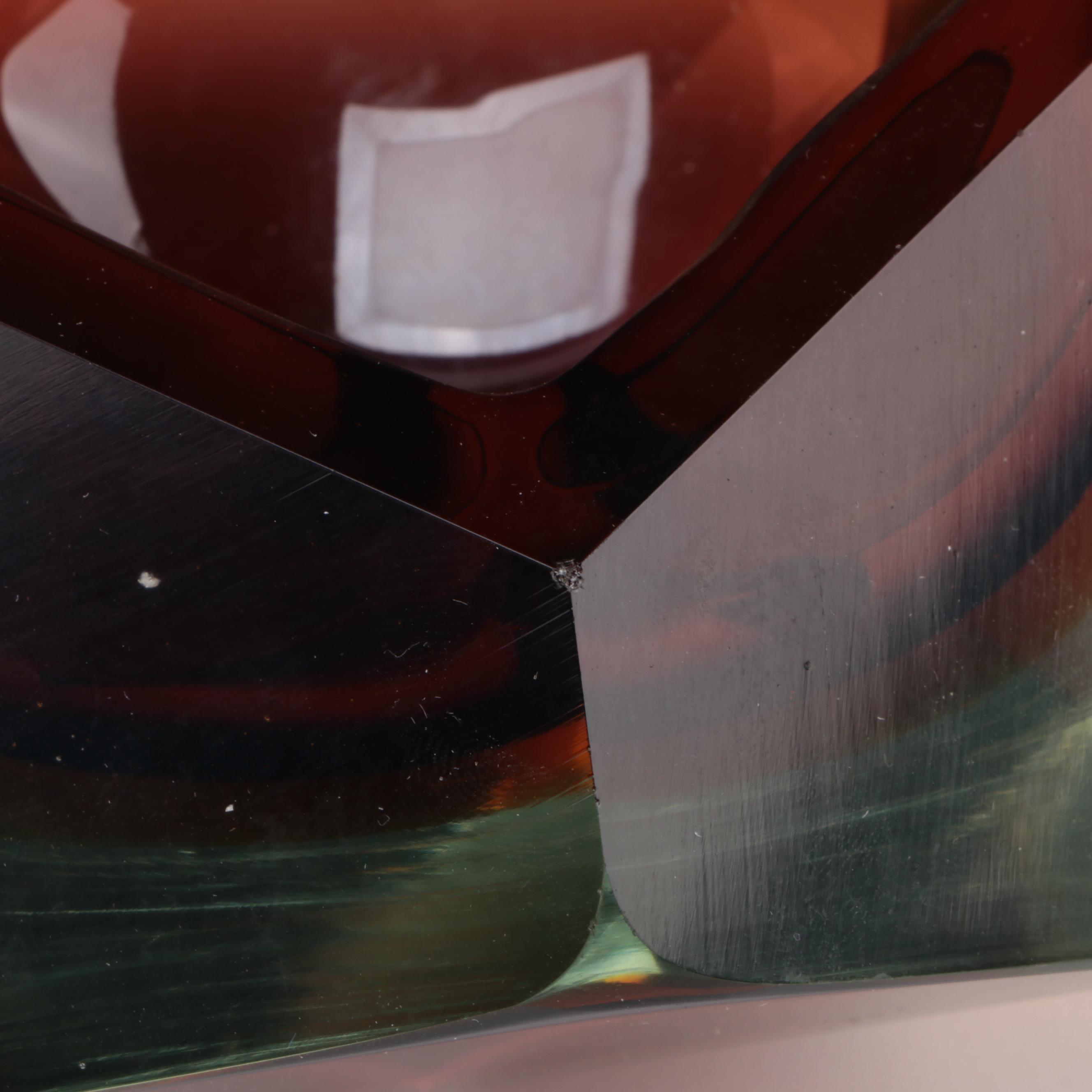 Murano Style Faceted Cut Sommerso Glass Bowl with Frosted and Clear Glass Vase