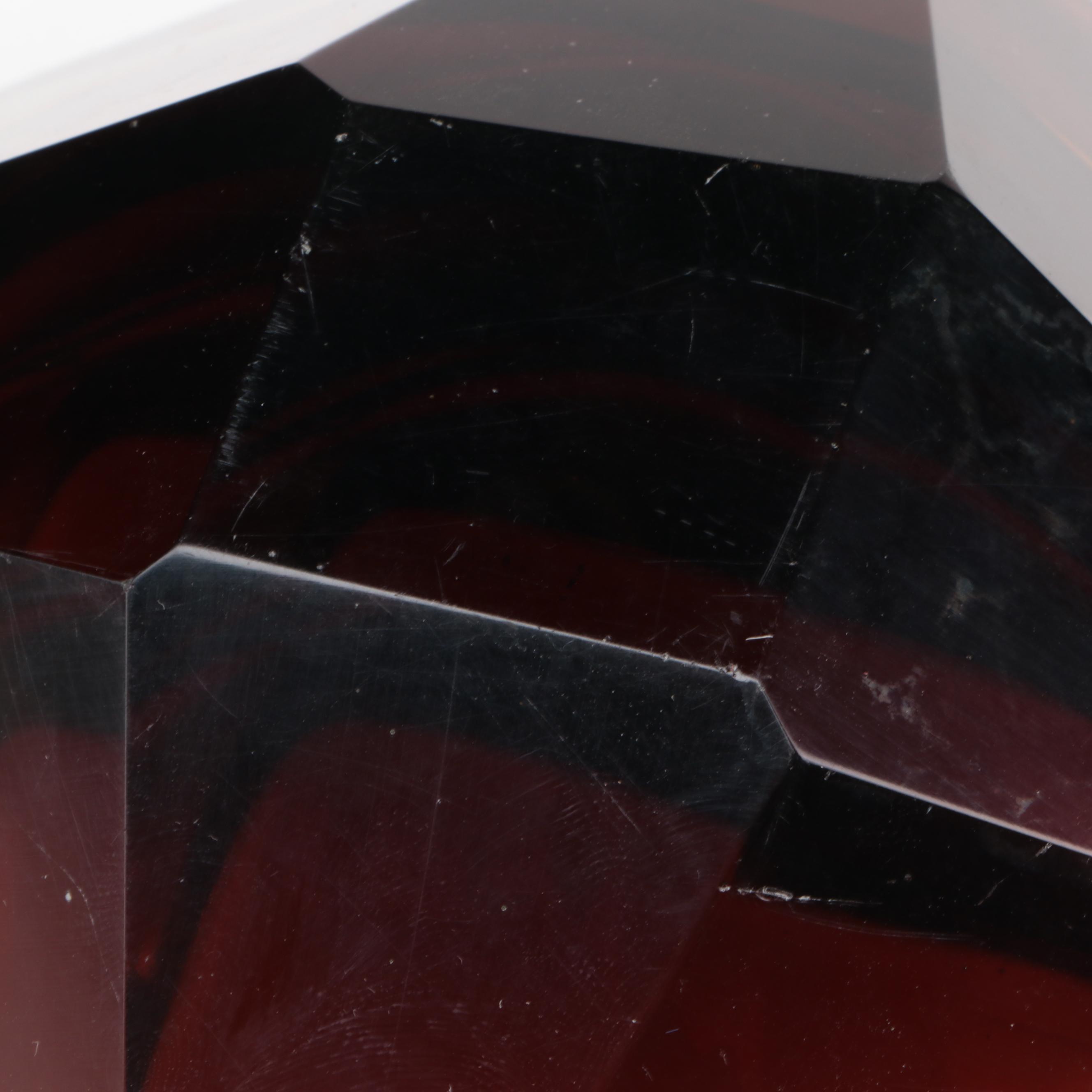 Murano Style Faceted Cut Sommerso Glass Bowl with Frosted and Clear Glass Vase