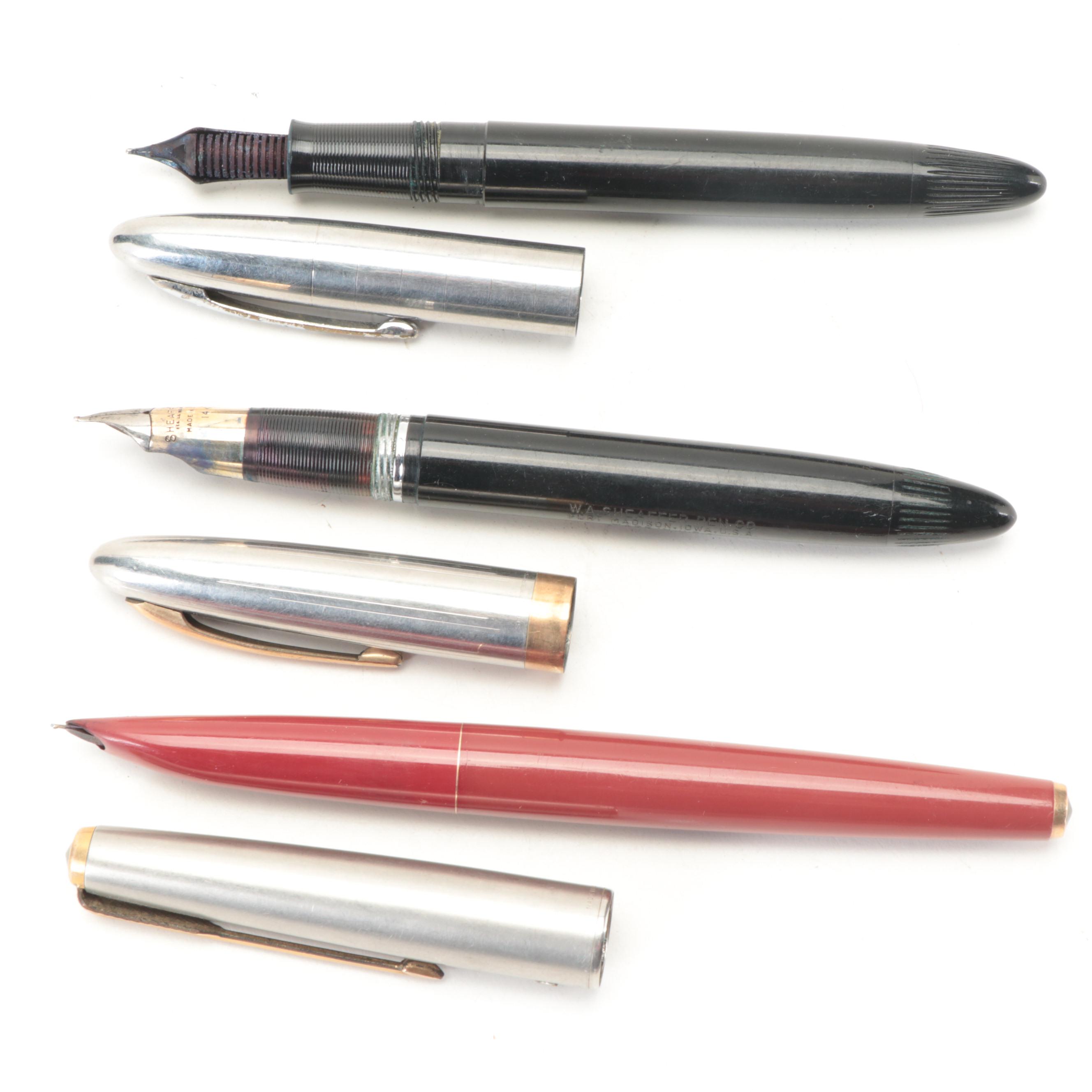 Sheaffer, More Ballpoint, Fountain Pens With 14K Gold Nibs and Sterling Pencil
