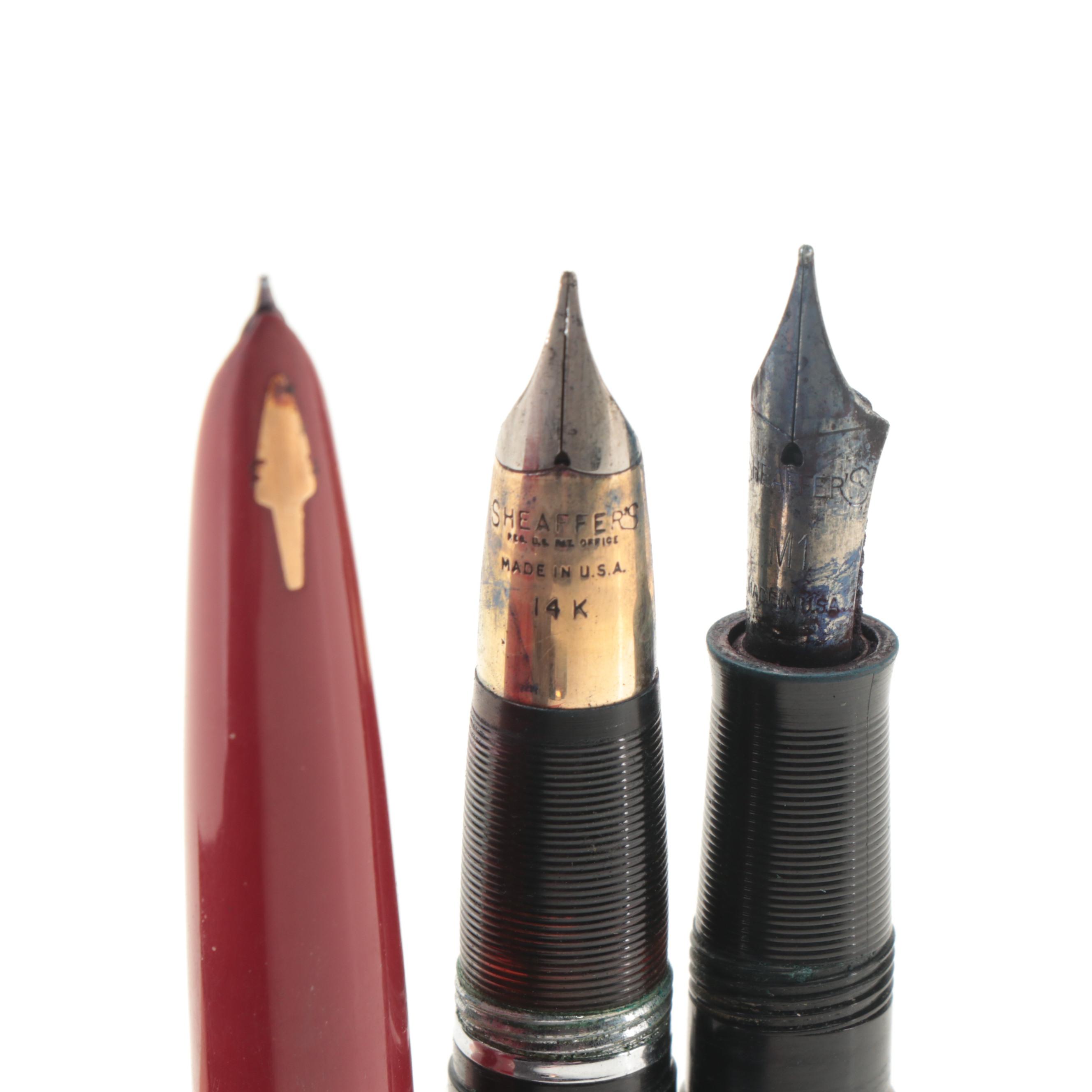 Sheaffer, More Ballpoint, Fountain Pens With 14K Gold Nibs and Sterling Pencil