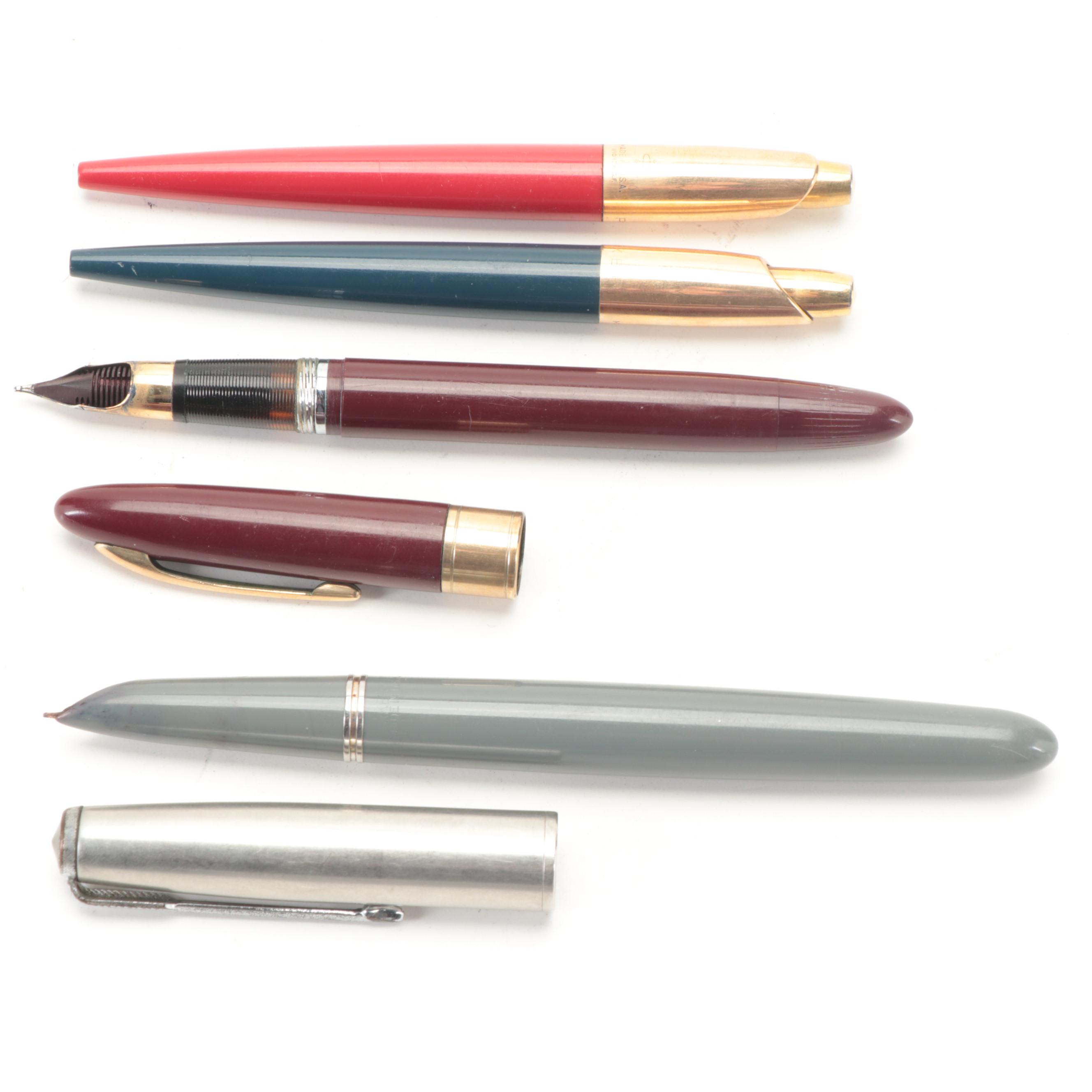 Sheaffer, More Ballpoint, Fountain Pens With 14K Gold Nibs and Sterling Pencil