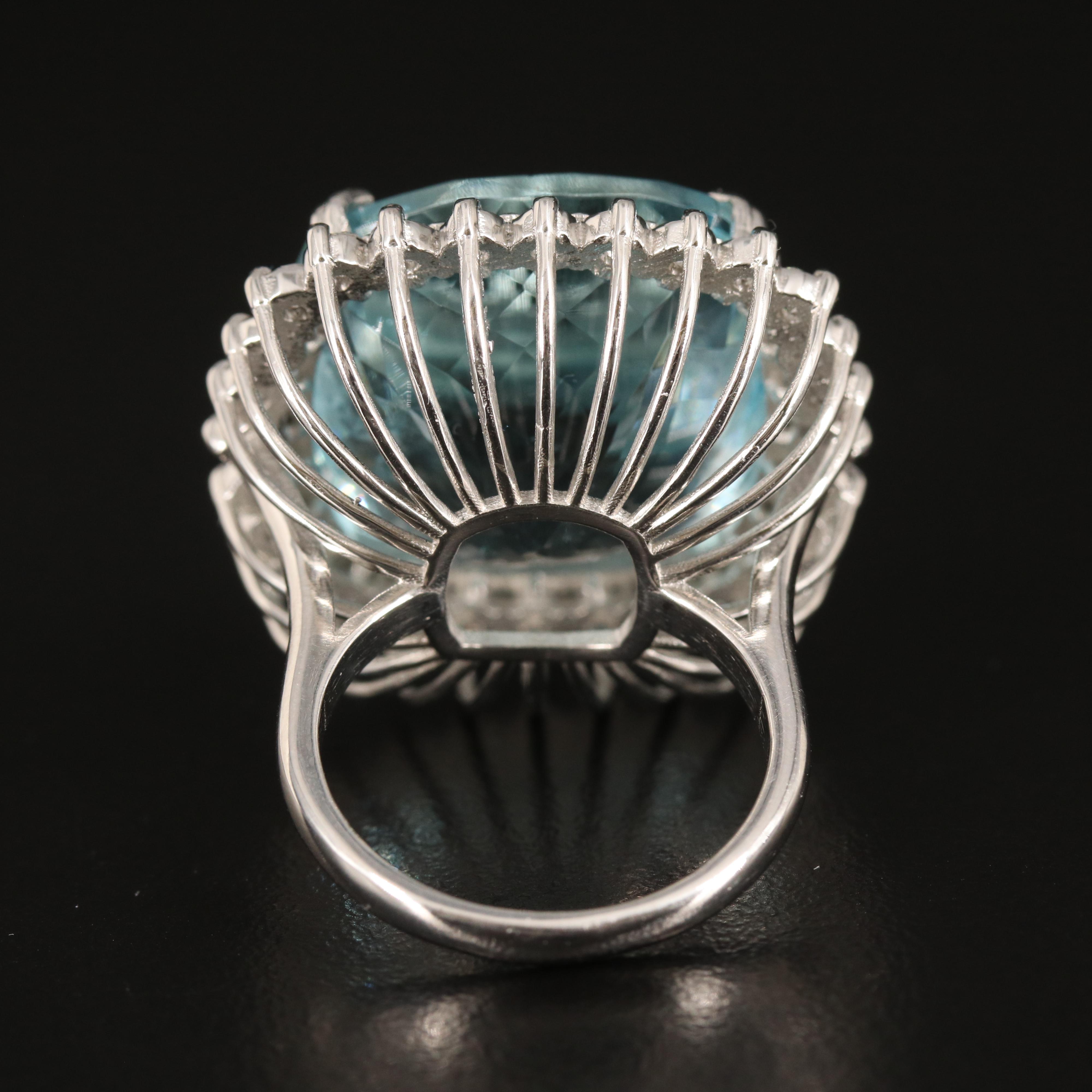 Platinum 37.97 CT Aquamarine and 1.54 CTW Diamond Ring