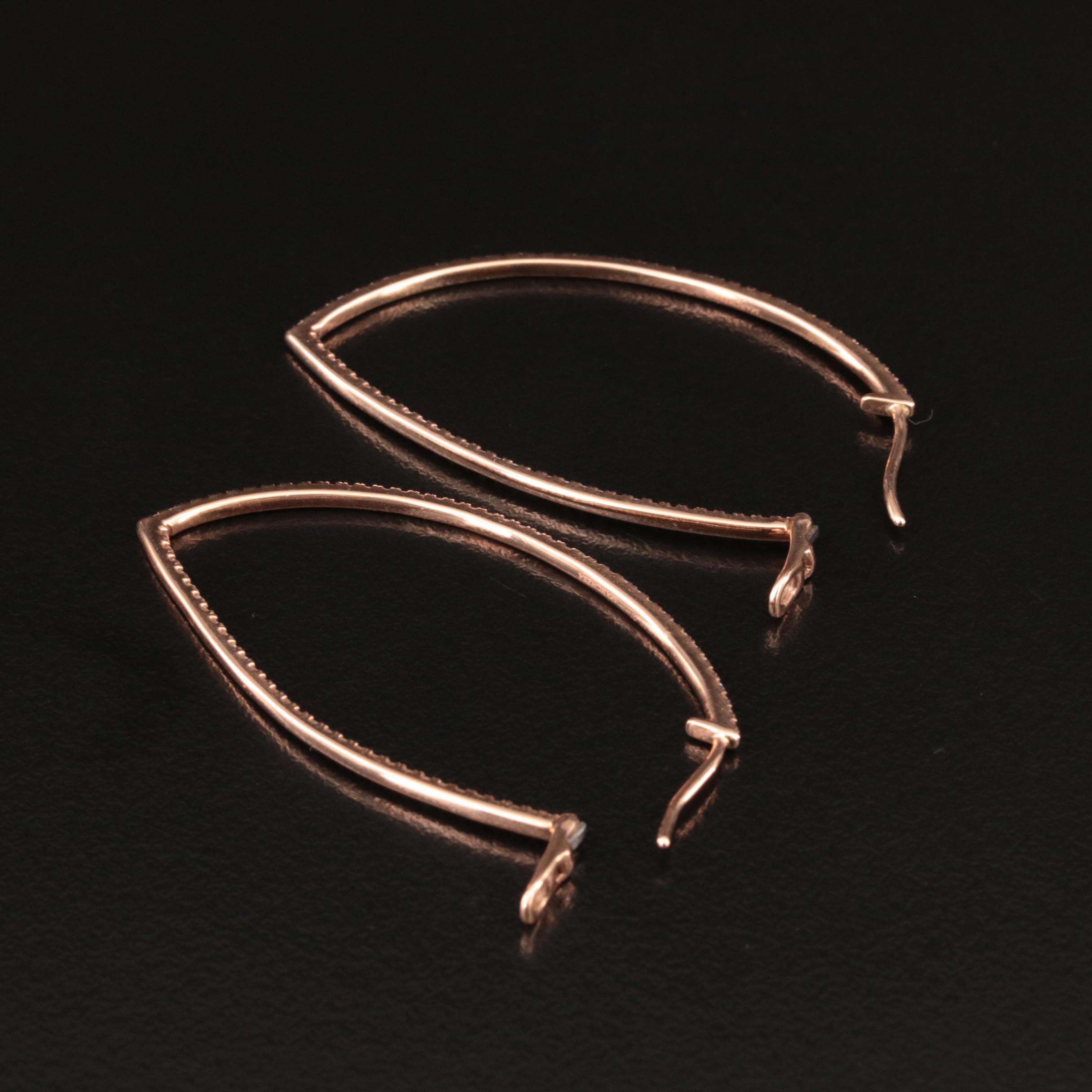 14K Rose Gold 0.88 CTW Diamond Modified Elongated Inside-Out Hoop Earrings
