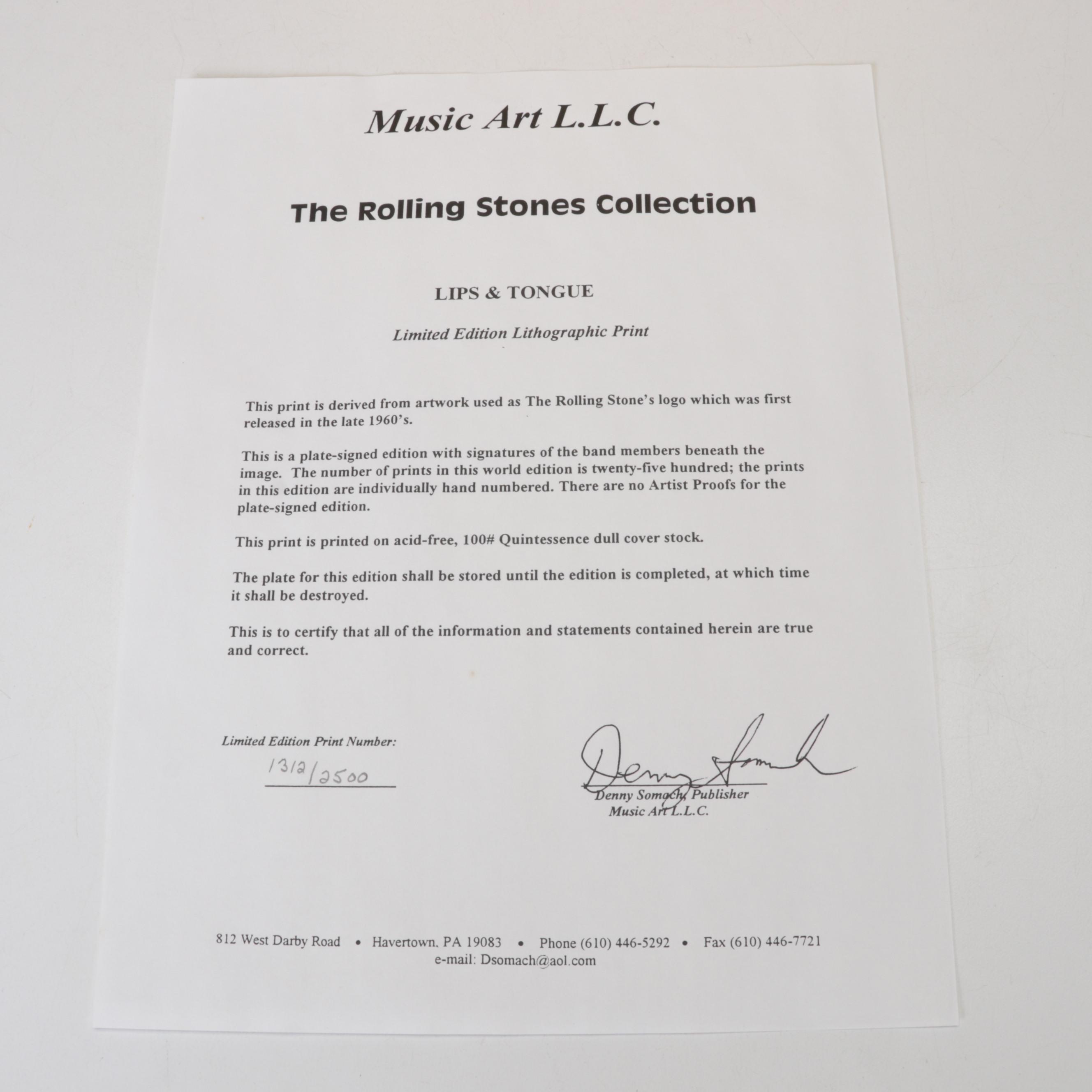 Music Art L.L.C. Color Lithograph "Lips & Tongue," Circa 2000