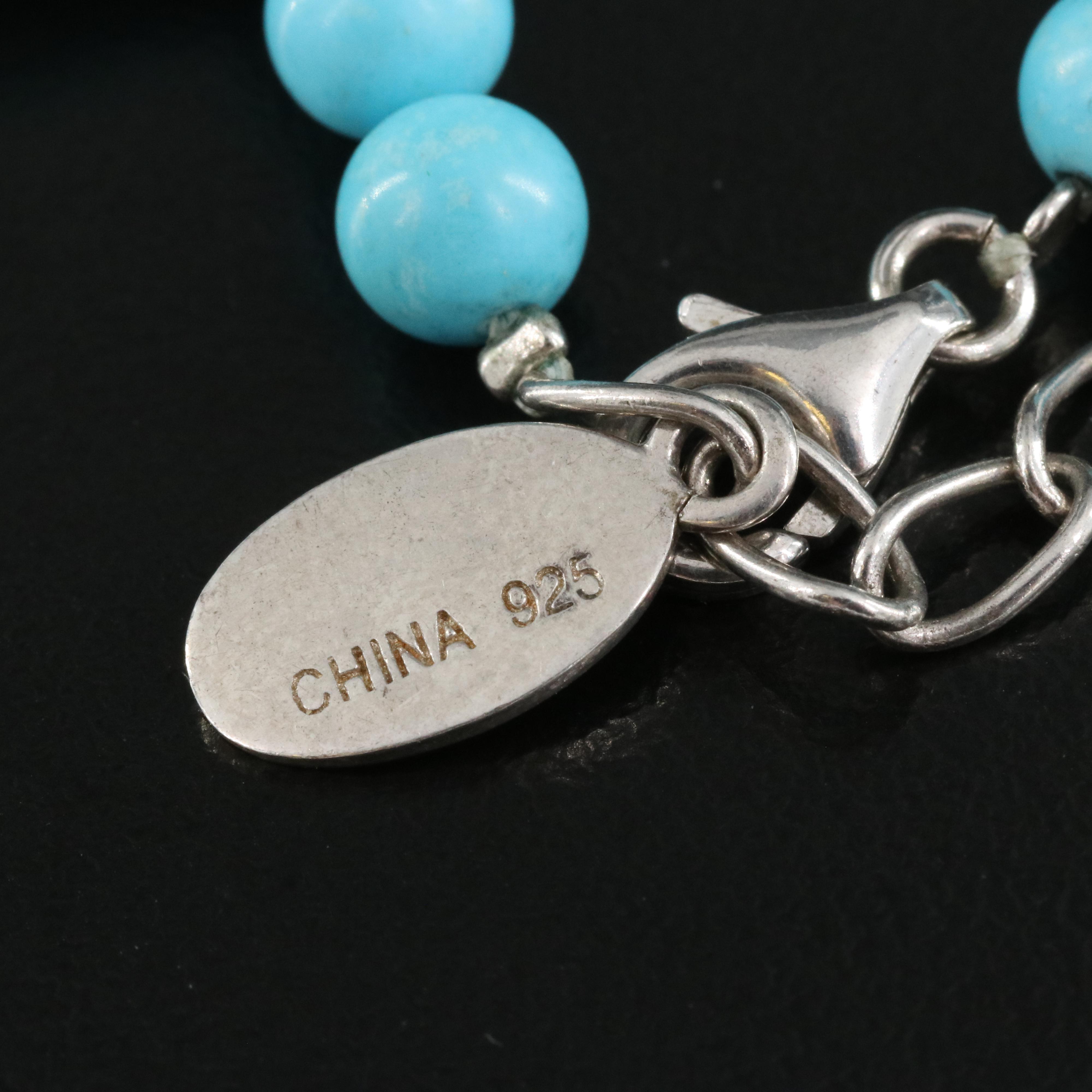 Magnesite Bead Necklace with Sterling Clasp