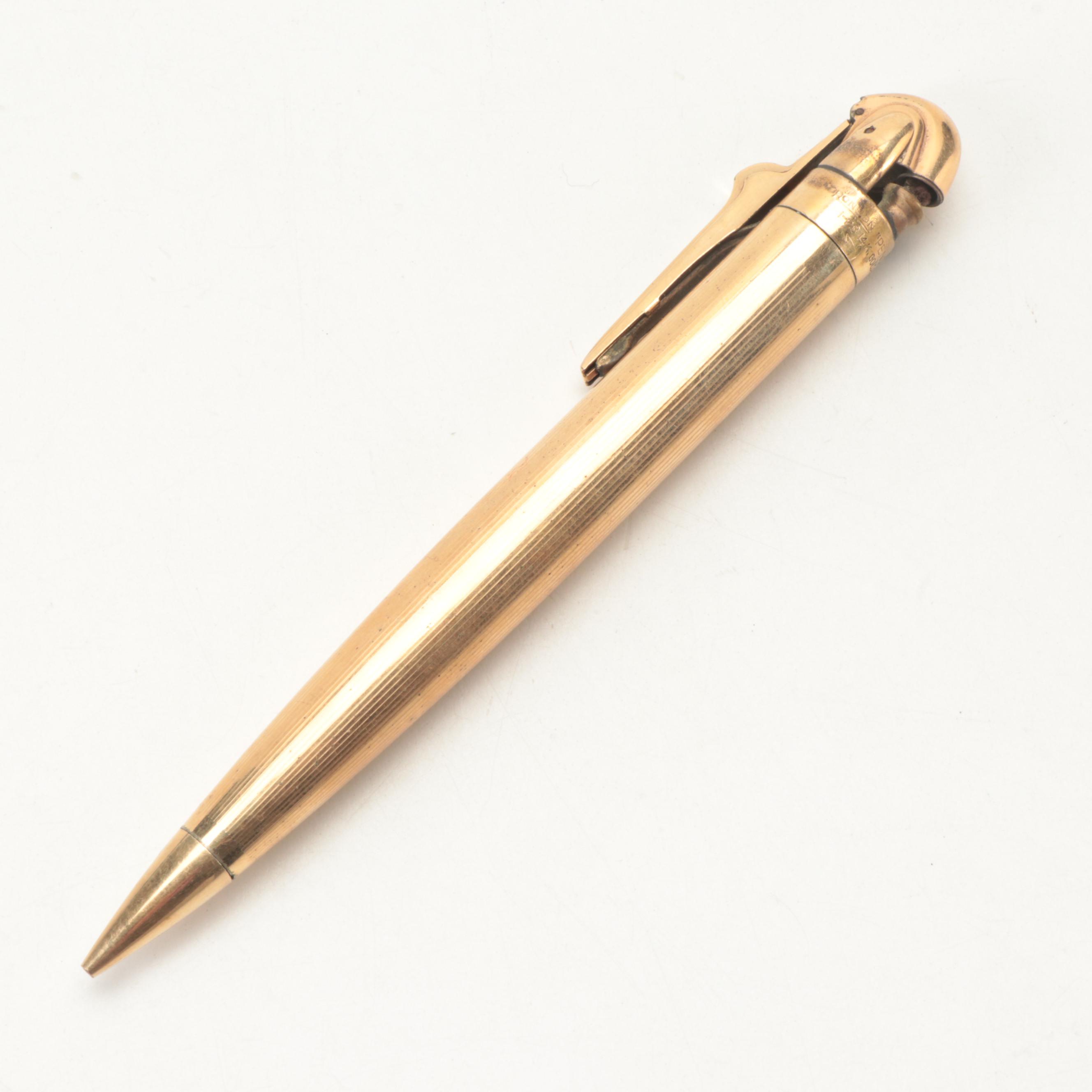 Ronson Gold-Filled "Penciliter", Mechanical Pencil, Ballpoint and Fountain Pen