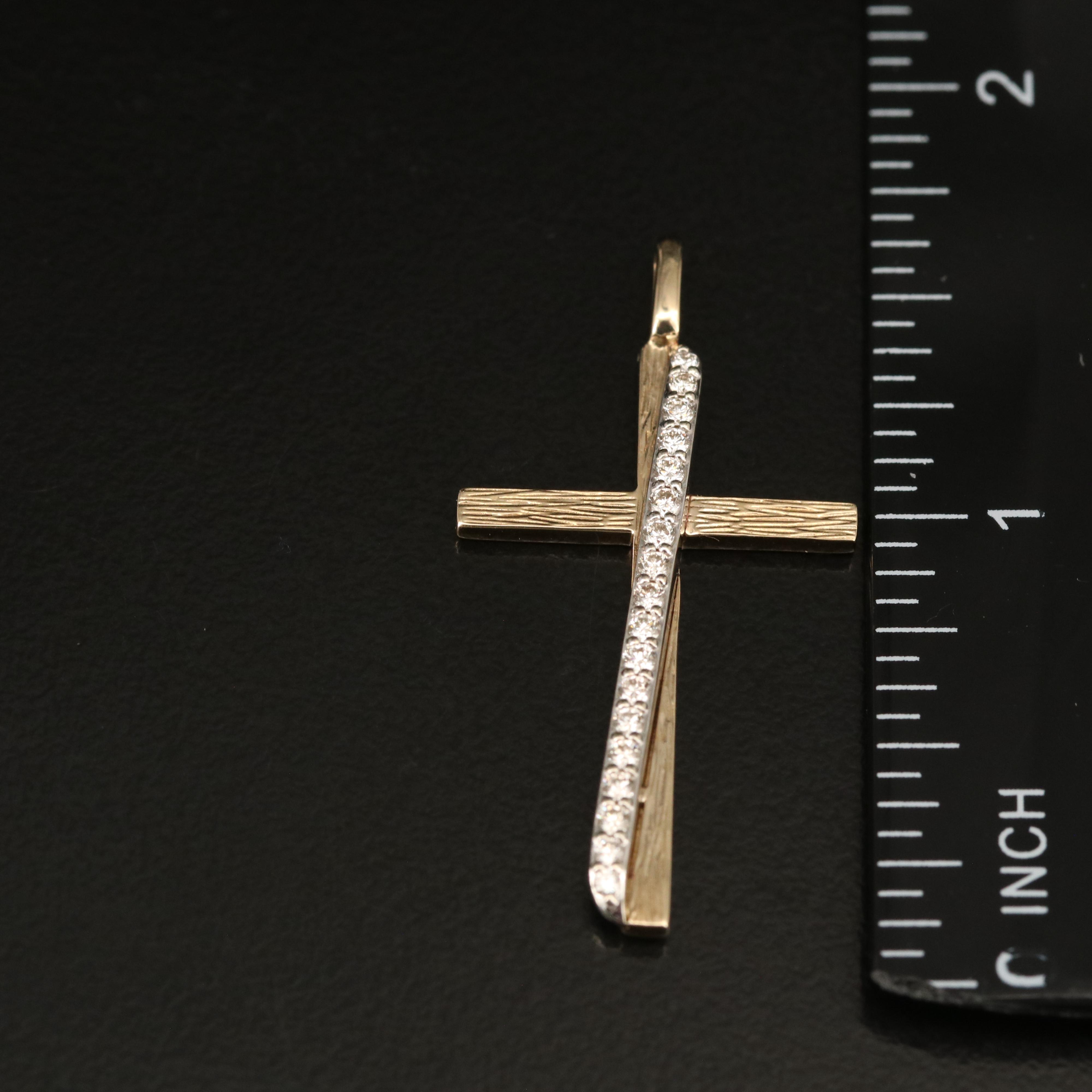 14K 0.27 CTW Diamond Cross Pendant
