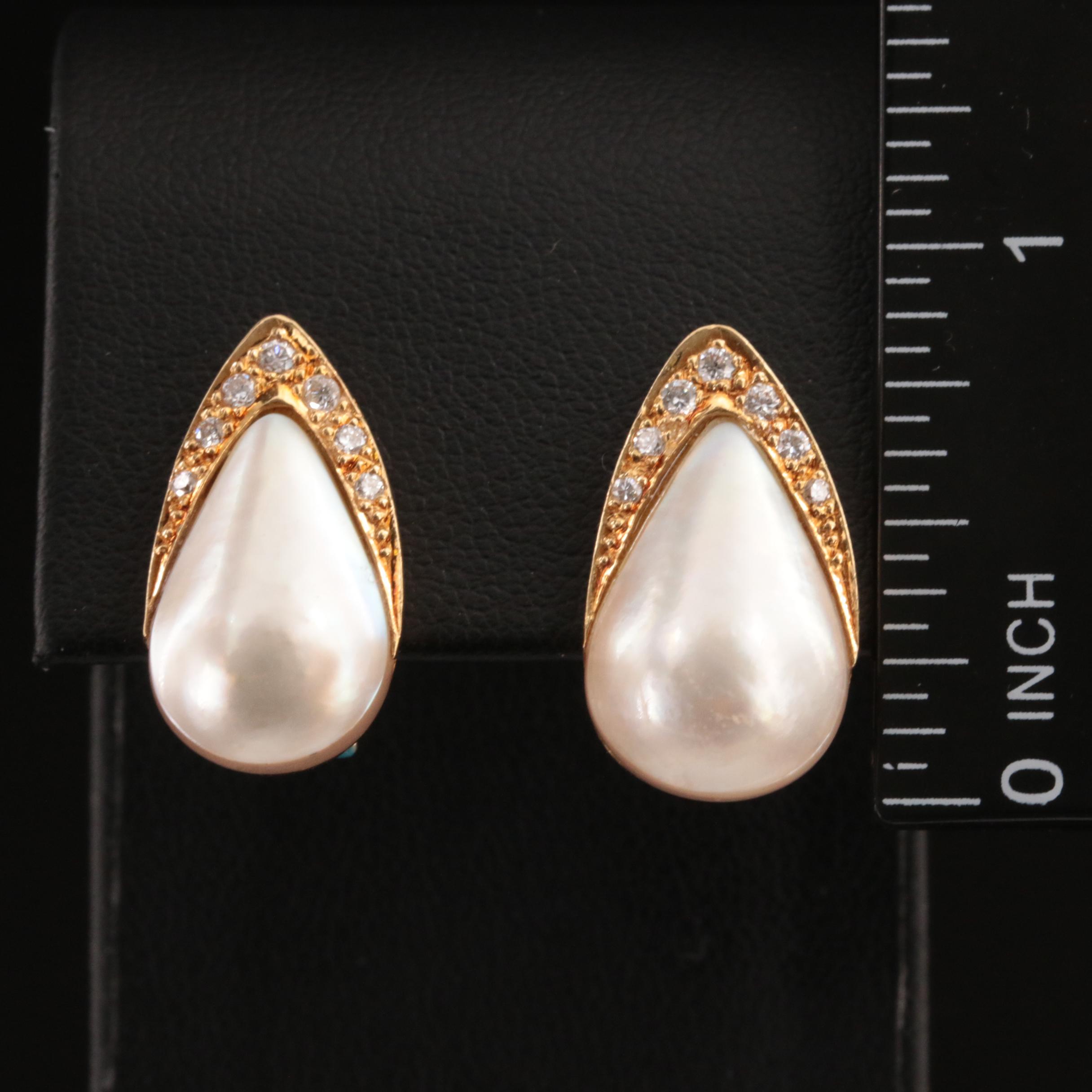 14K Pearl and Diamond Earrings