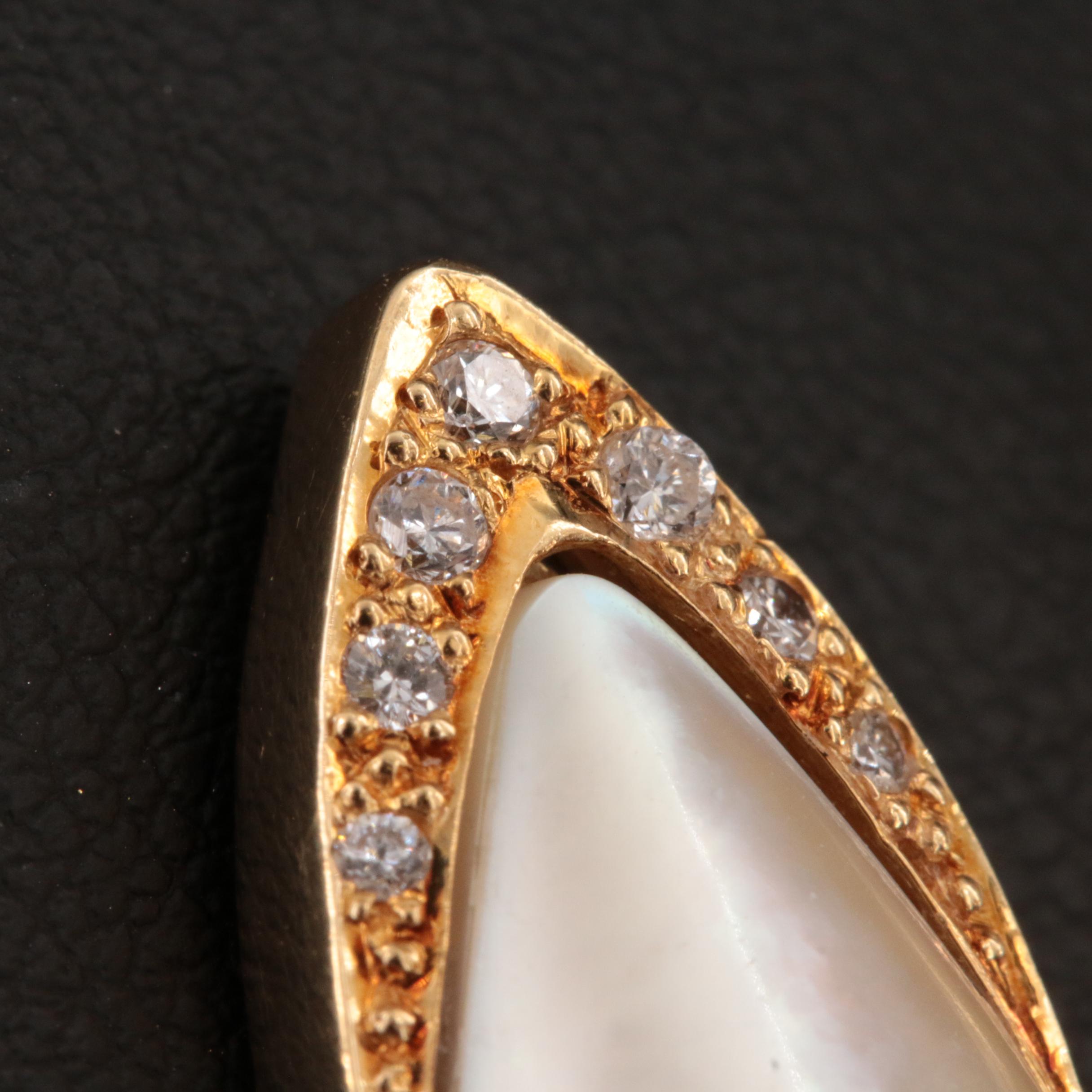 14K Pearl and Diamond Earrings