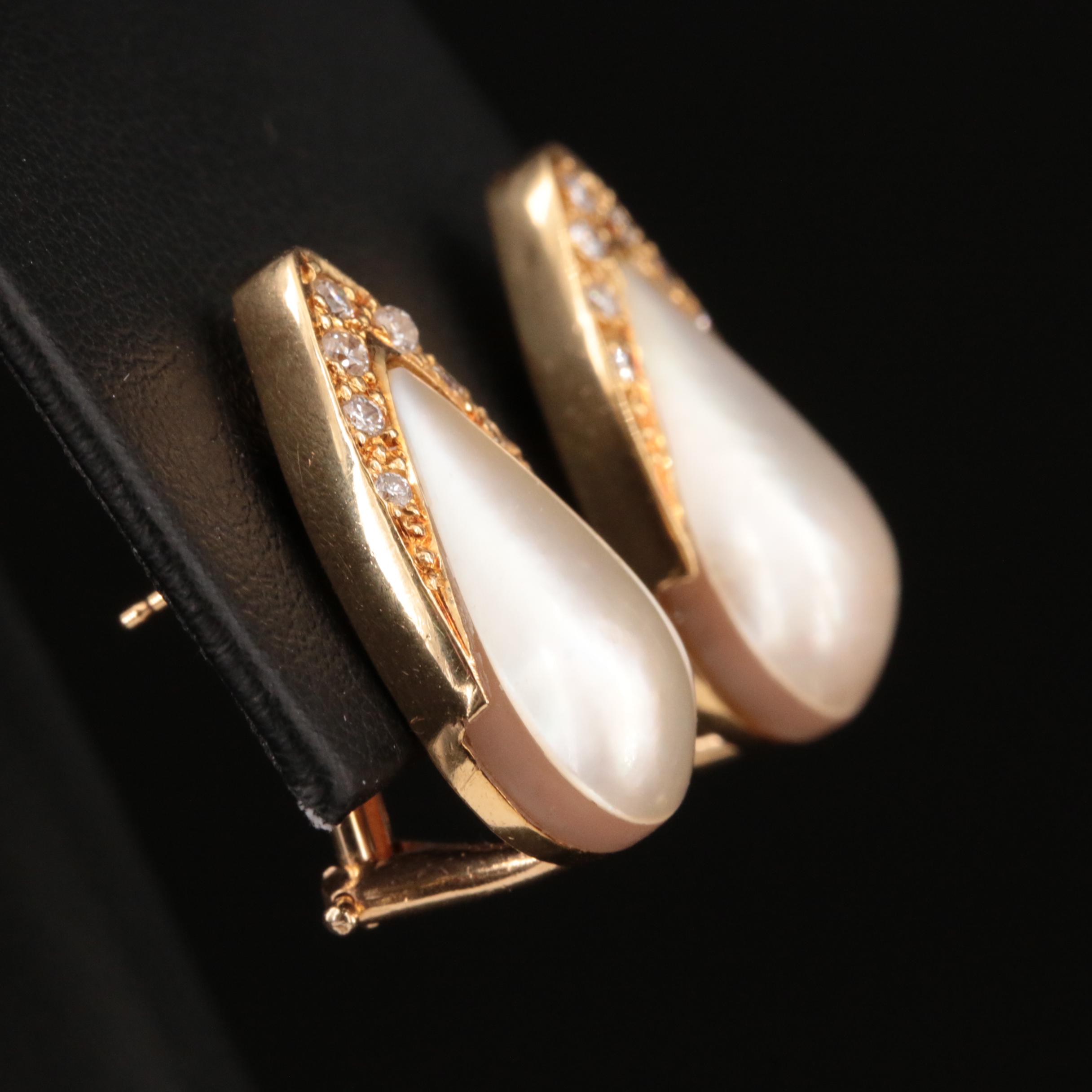 14K Pearl and Diamond Earrings