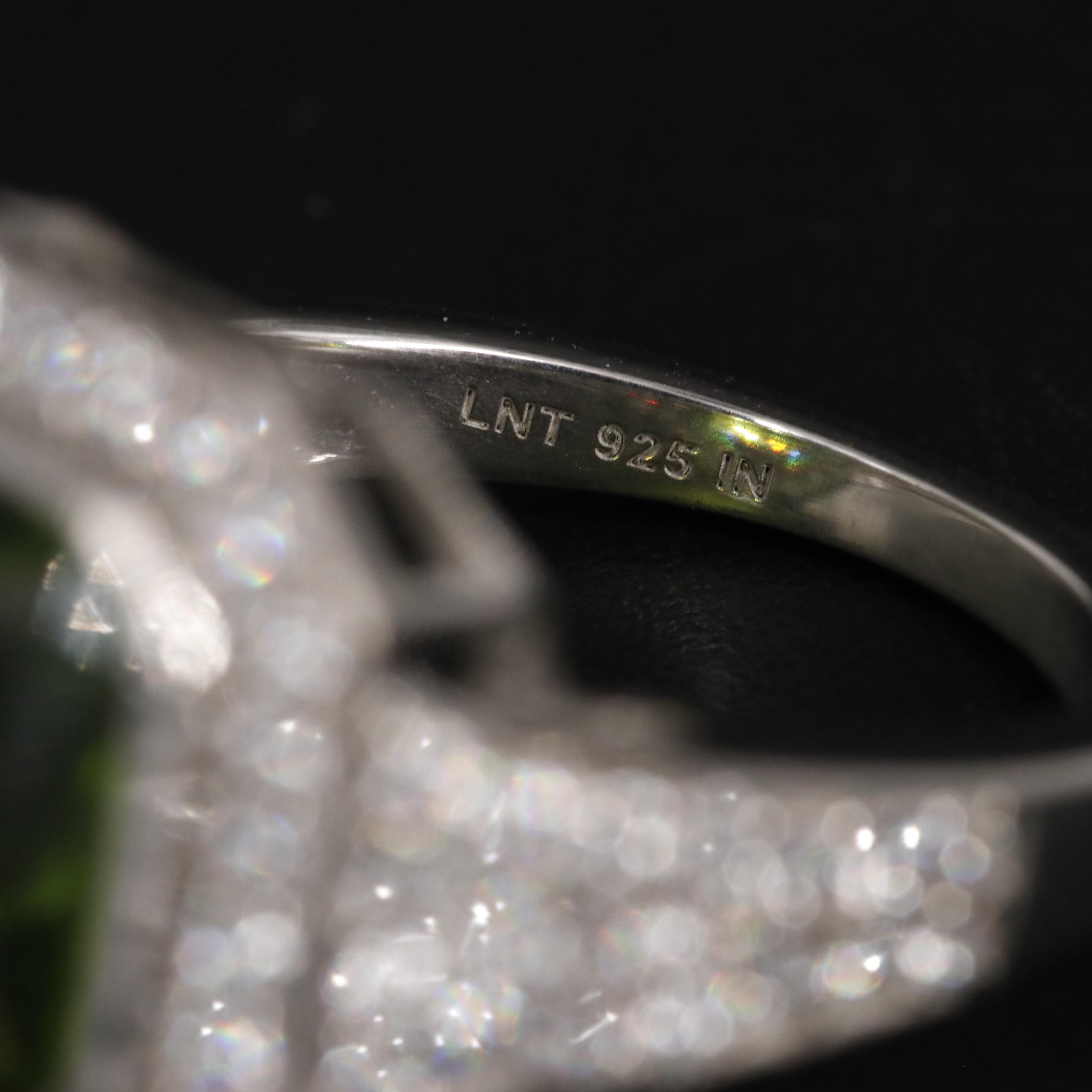 Sterling Peridot and Cubic Zirconia Ring