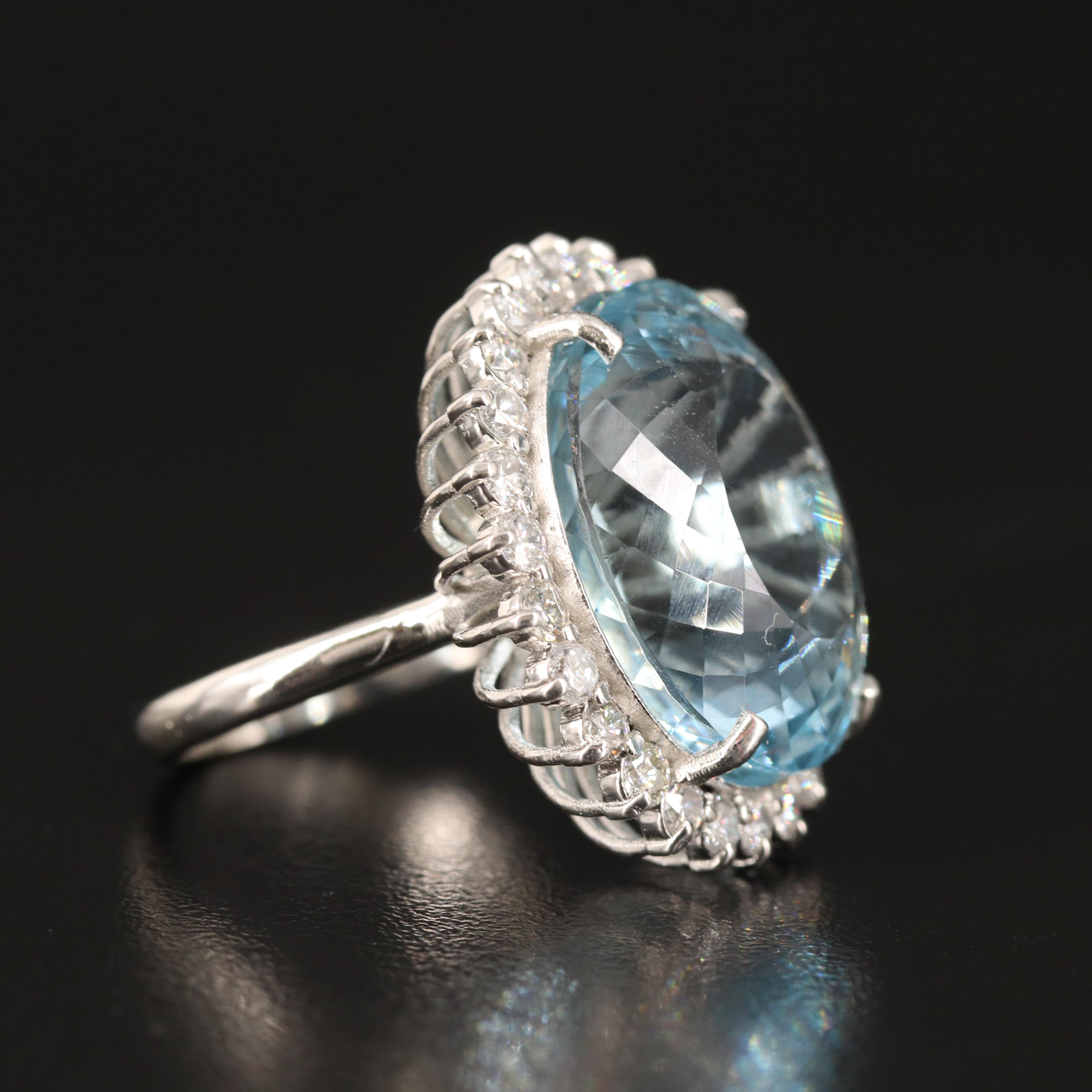 Platinum 30.69 CT Aquamarine and 1.50 CTW Diamond Ring