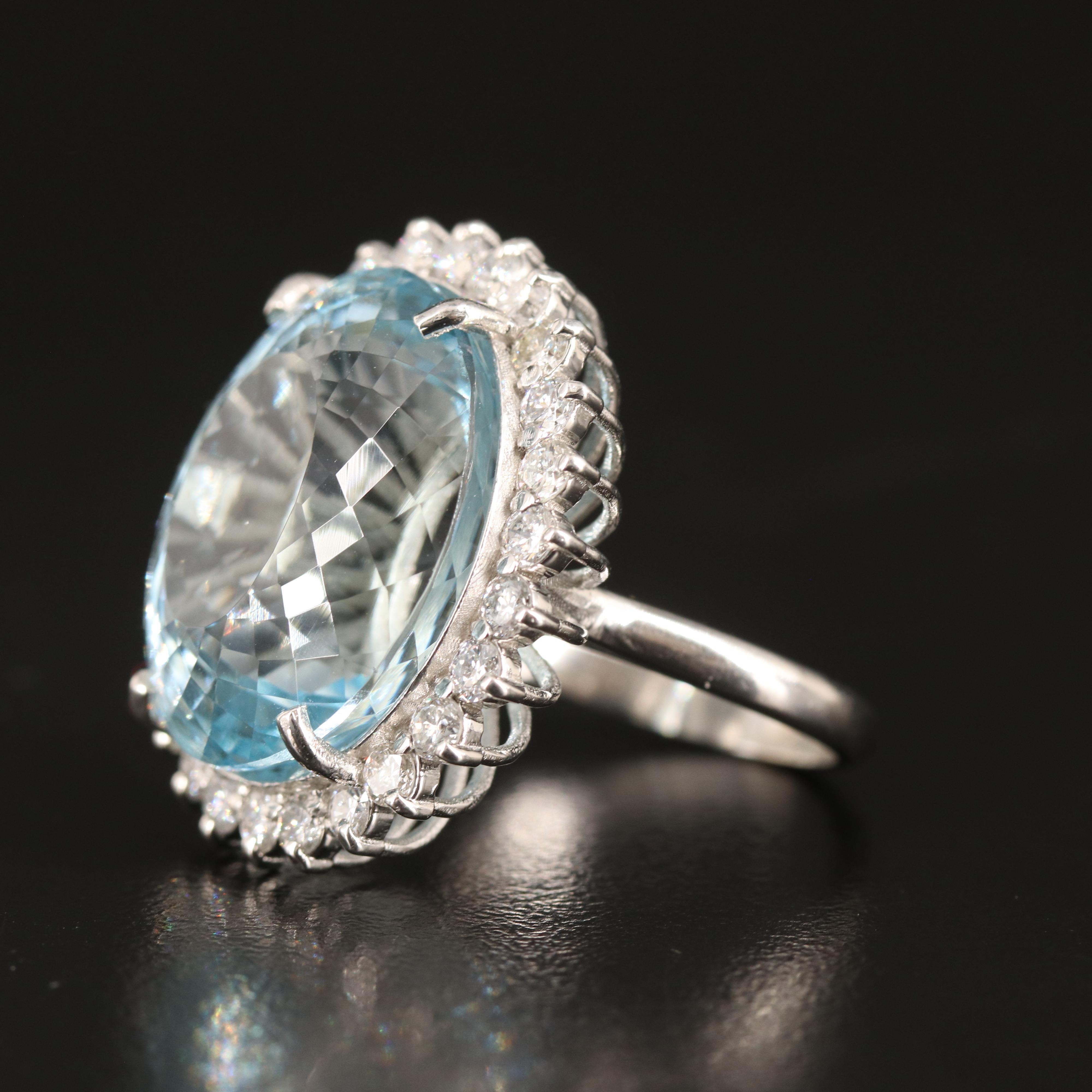 Platinum 30.69 CT Aquamarine and 1.50 CTW Diamond Ring