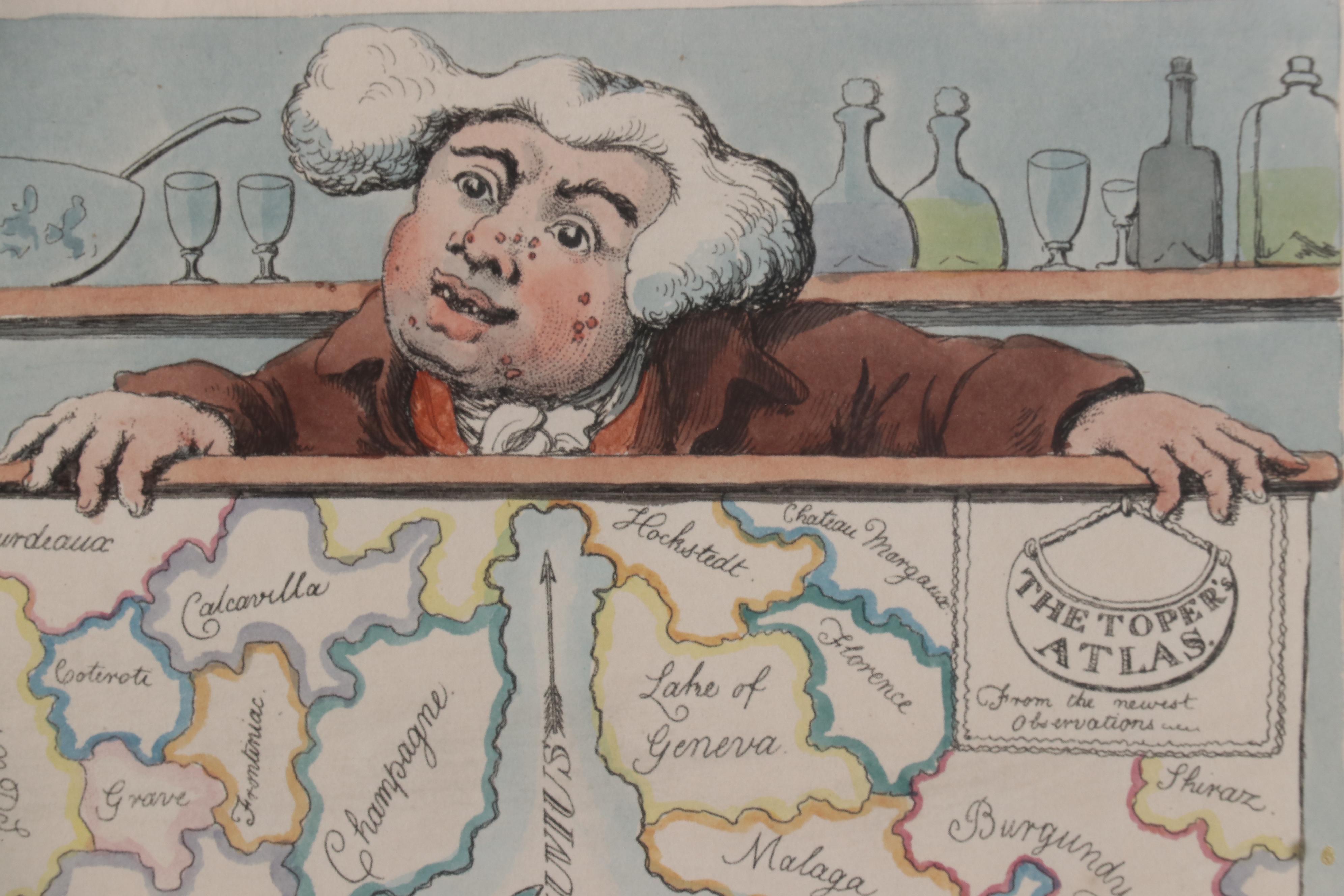 Political Caricature Hand-Colored Lithograph "The Topers Atlas"
